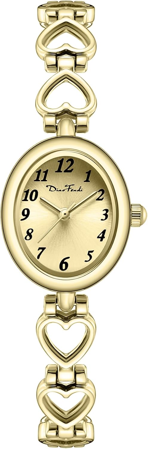 Diaofendi Petite Gold Watches for Women Vintage Bracelet Wrist Watch Luxury Ladies Oval,Fashion Dress Quartz Watch with Tools Include,Waterproof - Image 3