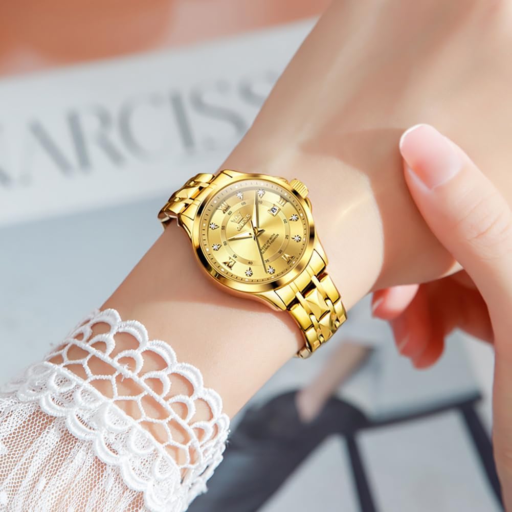 OLEVS Watch Women,Watches for Women,Luxury Casual Stainless Steel Women's Wrist Watches Classic Small Face Dress Analog Womens Watches with Date Easy to Read Waterproof Luminous Quartz Ladies Watches - Image 3