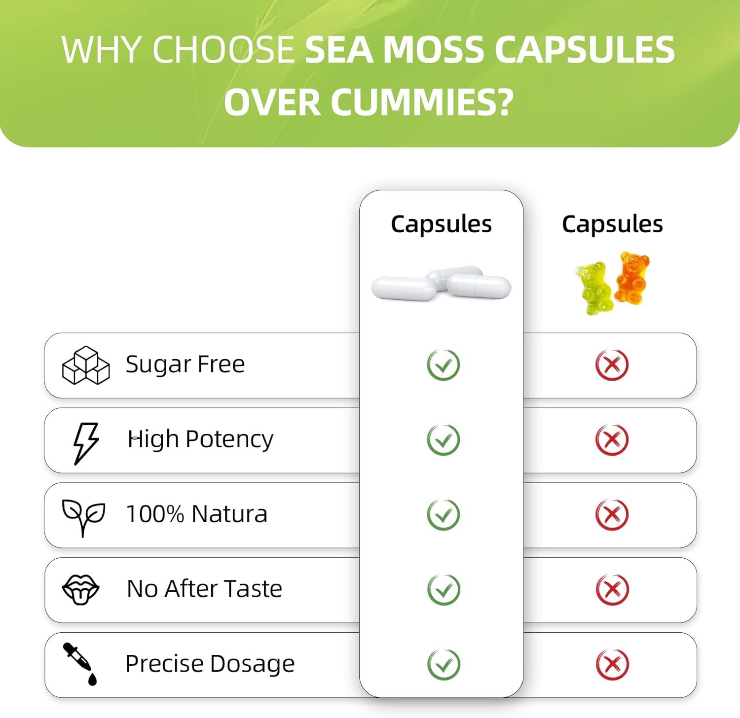 Sea Moss Capsules with Black Seed Oil, Ashwagandha, Turmeric, Bladderwrack, Burdock, Vitamin C&D3 for Immune System, Skin and Energy Support - Image 9