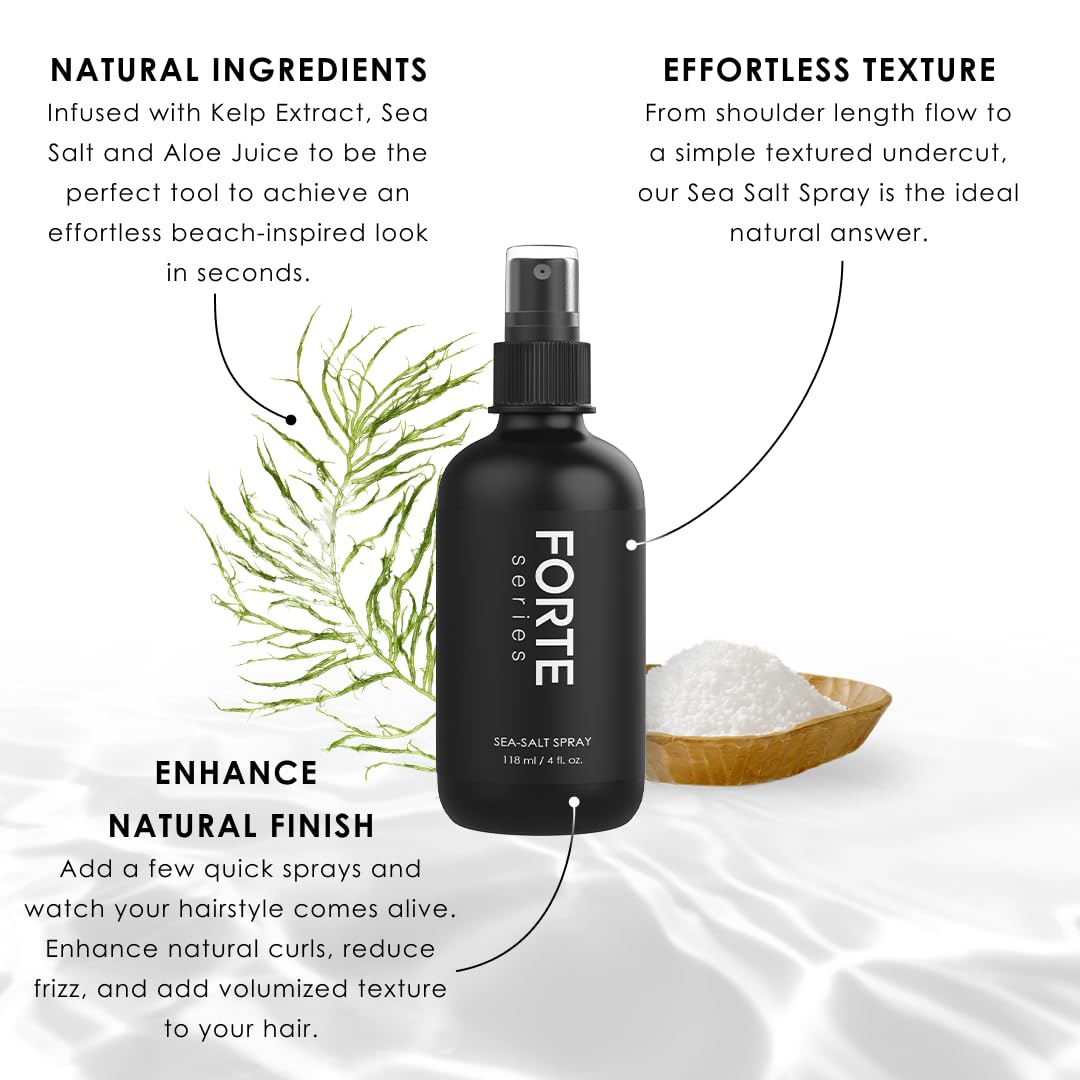 Sea-Salt Spray by Forte Series for Men | Volumizing & Texturizing Sea Salt Spray for Beachy Surfer Hair, Volume Hairspray for All Hair Types, (4 oz) - Image 4