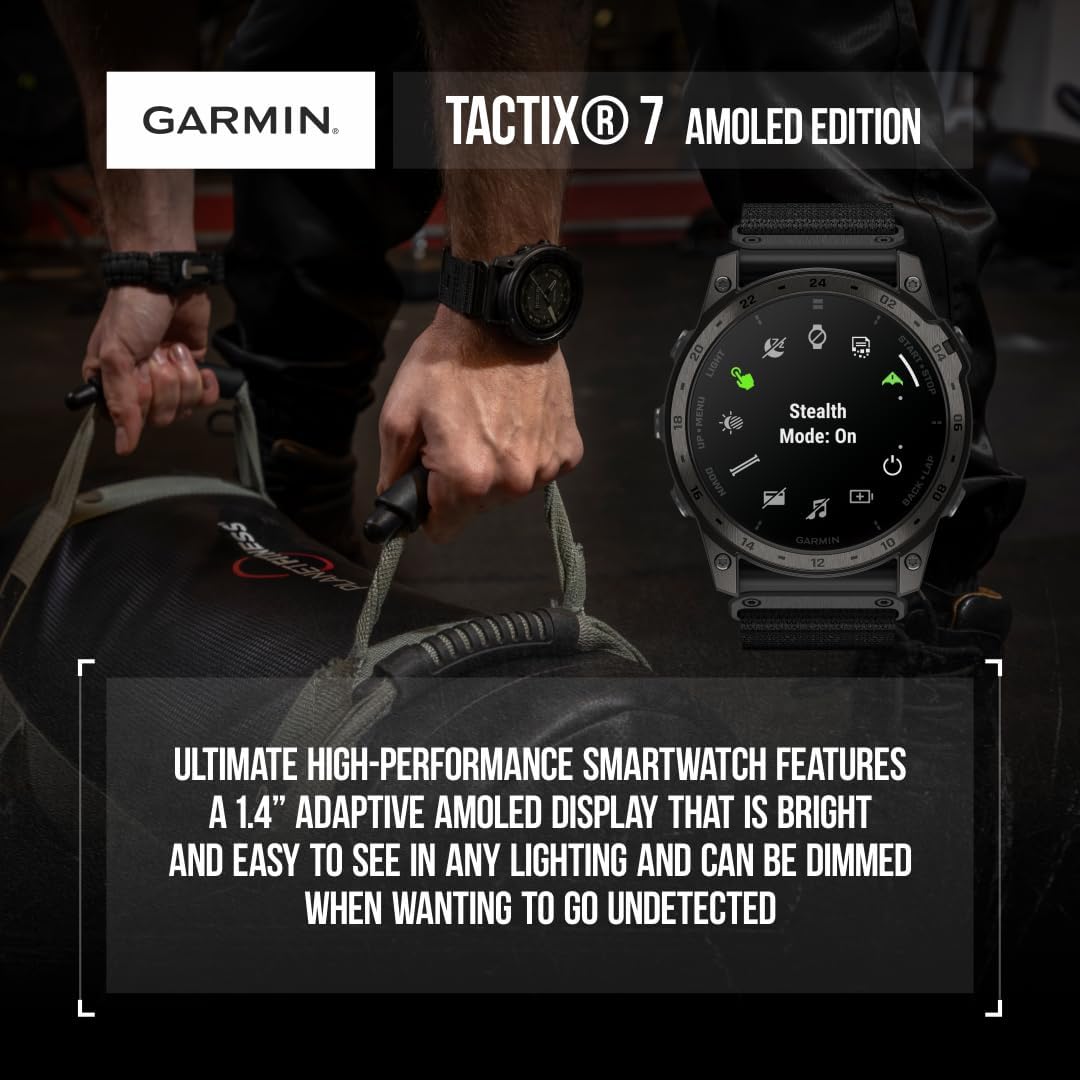 Wearable4U - Garmin Tactix 7 - AMOLED Edition Specialized Military and Tactical GPS Smartwatch, Built-in Flashlight, Preloaded TopoActive Mapping with Power Bank Bundle - Image 4