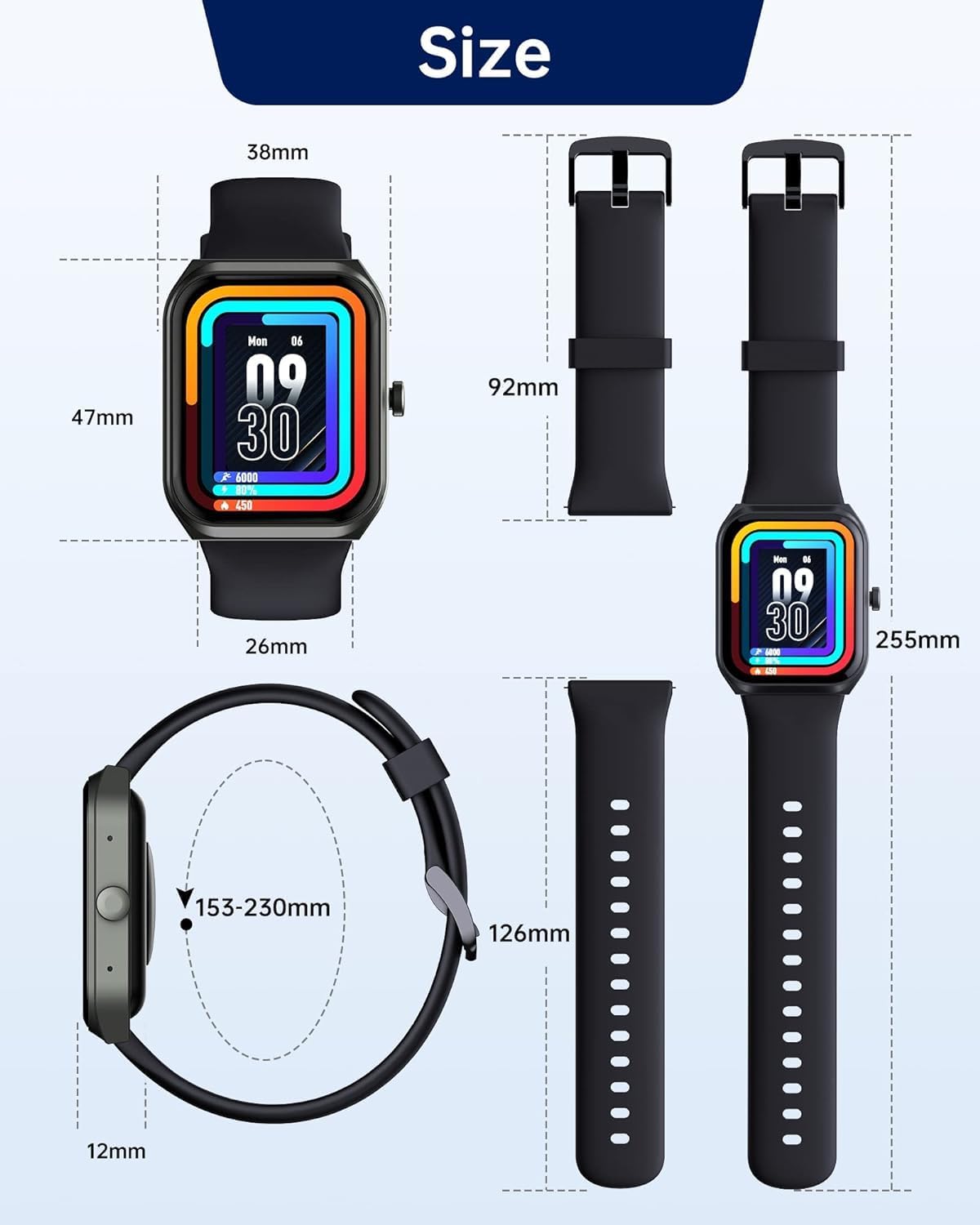Smart Watches for Men Women (Answer Make Call), 1.95" Fitness Watch with Blood Oxygen Heart Rate Sleep Monitor, 100+ Sports IP68 Waterproof Fitness Watch for Android iOS Phones - Image 8