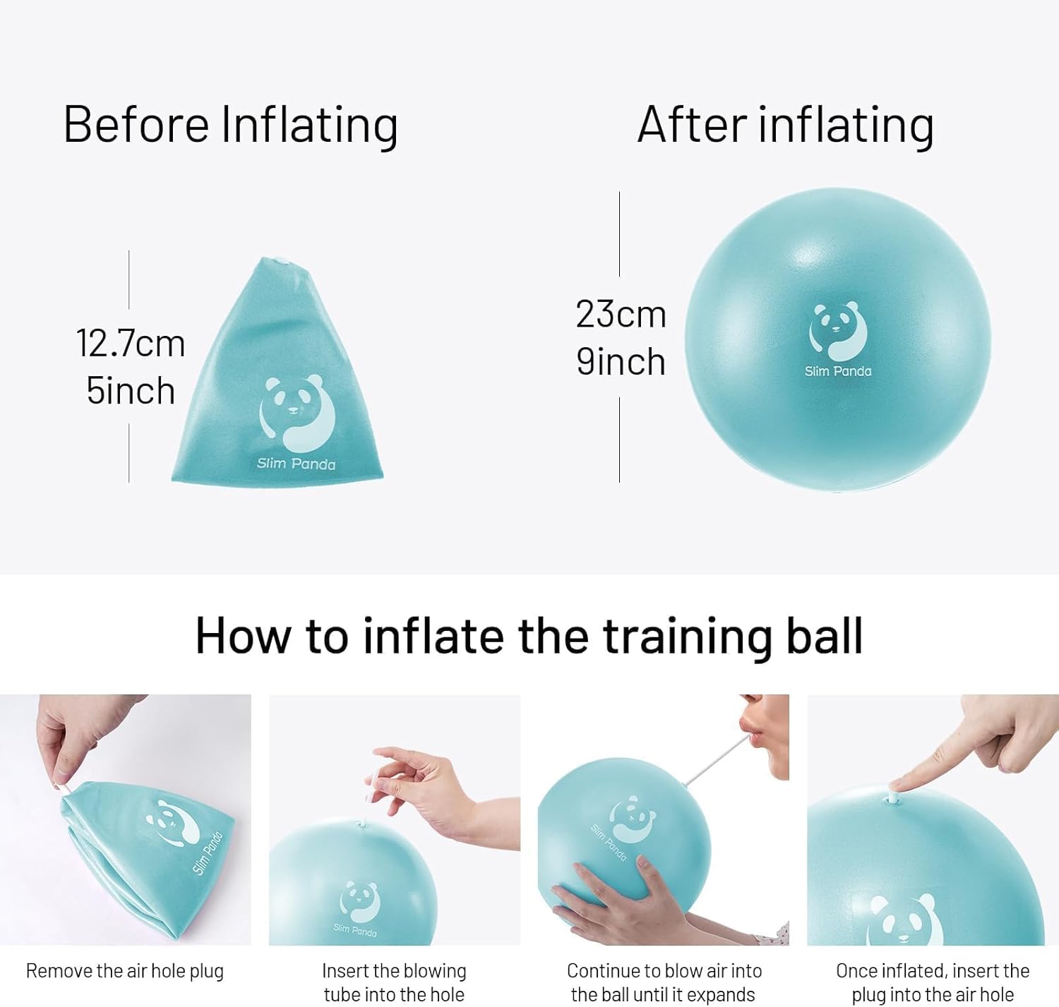 Slim Panda Pilates Ball - 9 Inch Small Exercise Ball for Core Training, Balance, Stability, Yoga & Physical Therapy - Image 5