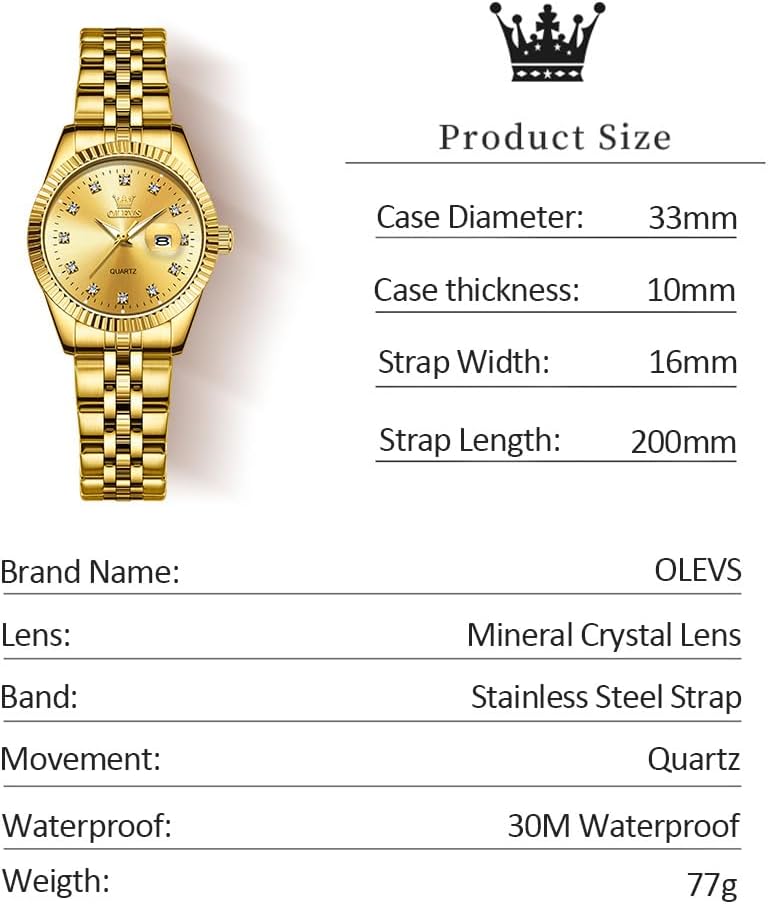 OLEVS Women's Stainless Steel Watch, Small Face Vintage Gold Silver Two Tone Analog Womens Quartz Watch, Casual Waterproof Luminous Calendar Date Ladies Watches - Image 7