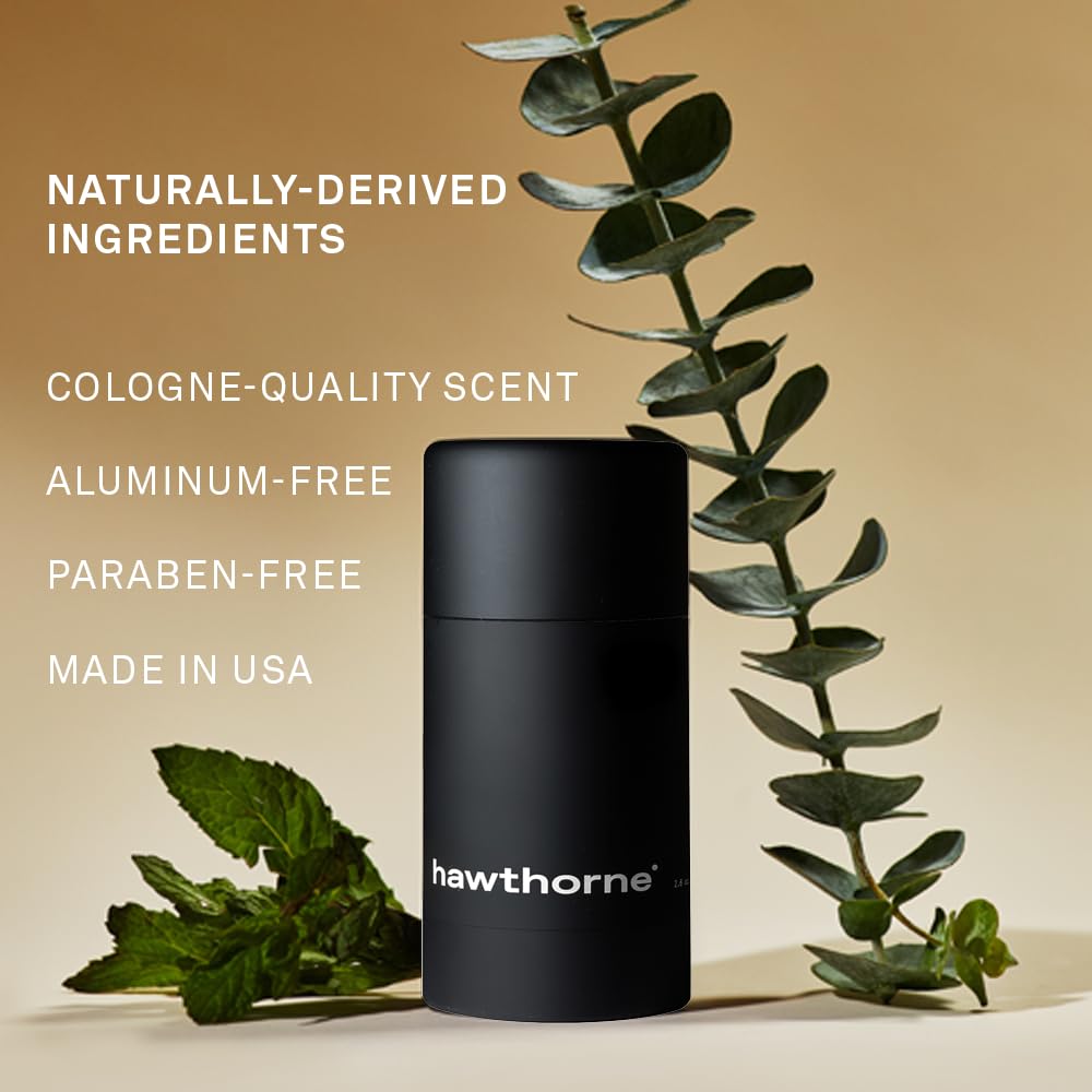 Hawthorne Mens Natural Stain-Free Deodorant, Aluminum-Free Clear Formula to Prevent Body Odor and Absorb Sweat with Witch Hazel, Nettle Leaf, Mint & Eucalyptus Scent, Under Arm Odor Protection, 2.6 oz - Image 2