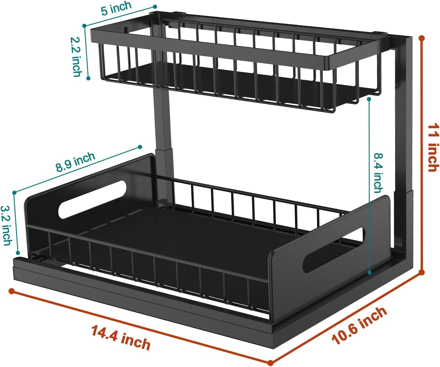 bukfen Under Sink Organizer, Pull Out Cabinet Organizer 2-Tier Slide Out Sliding Shelf Under Cabinet Storage Multi-Use for Under Kitchen Bathroom Sink Organizers and Storage - Image 3