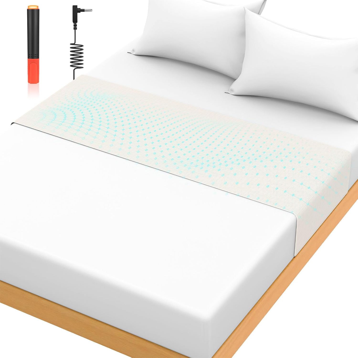 Grounding Mat for Bed 90% Organic Cotton+10% Pure Silver Fiber, Grounding Fitted Sheets for All Mattress Sizes, with Static grounding Cord and Test Pen (Beige, 105.1 * 23.1 inch) - Image 2