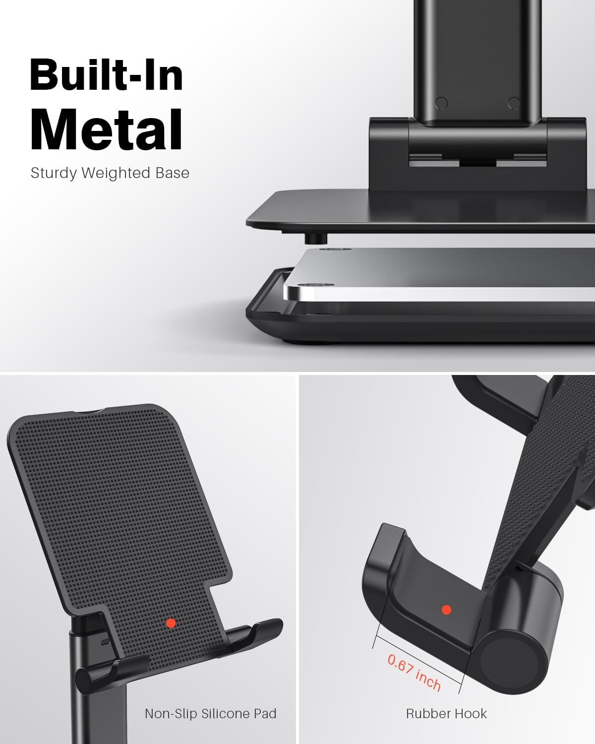 Anozer Tablet Stand Foldable & Adjustable, Portable Monitor Stand 5.55 * 3.94" Wide, Fit for iPad Holder Stand Compatible with iPad Pro 11, 12.9/for iPad 10.9; Surface Pro; Portable Monitor 4.7-15.6" - Image 6