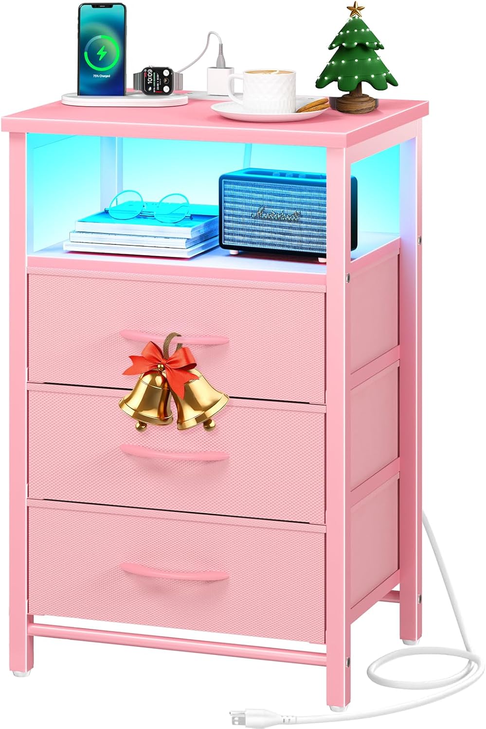 Yoobure Tree Bookshelf, Night Stand with Charging Station - Image 5