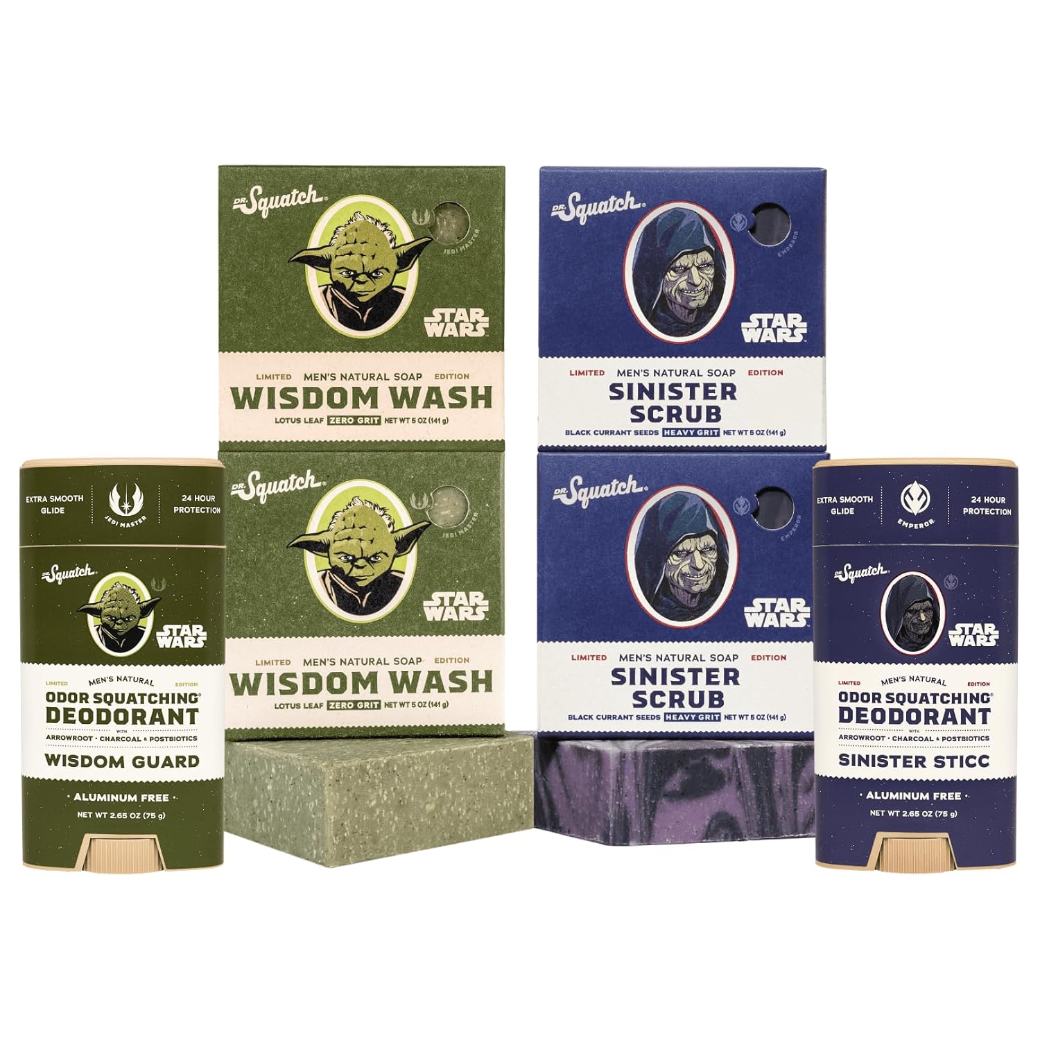 Dr. Squatch Star Wars Bundle - Natural 4 Soap and 2 Deodorant Gift Set - Wisdom Wash, Wisdom Guard, Sinister Scrub, Sinister Sticc - Image 2