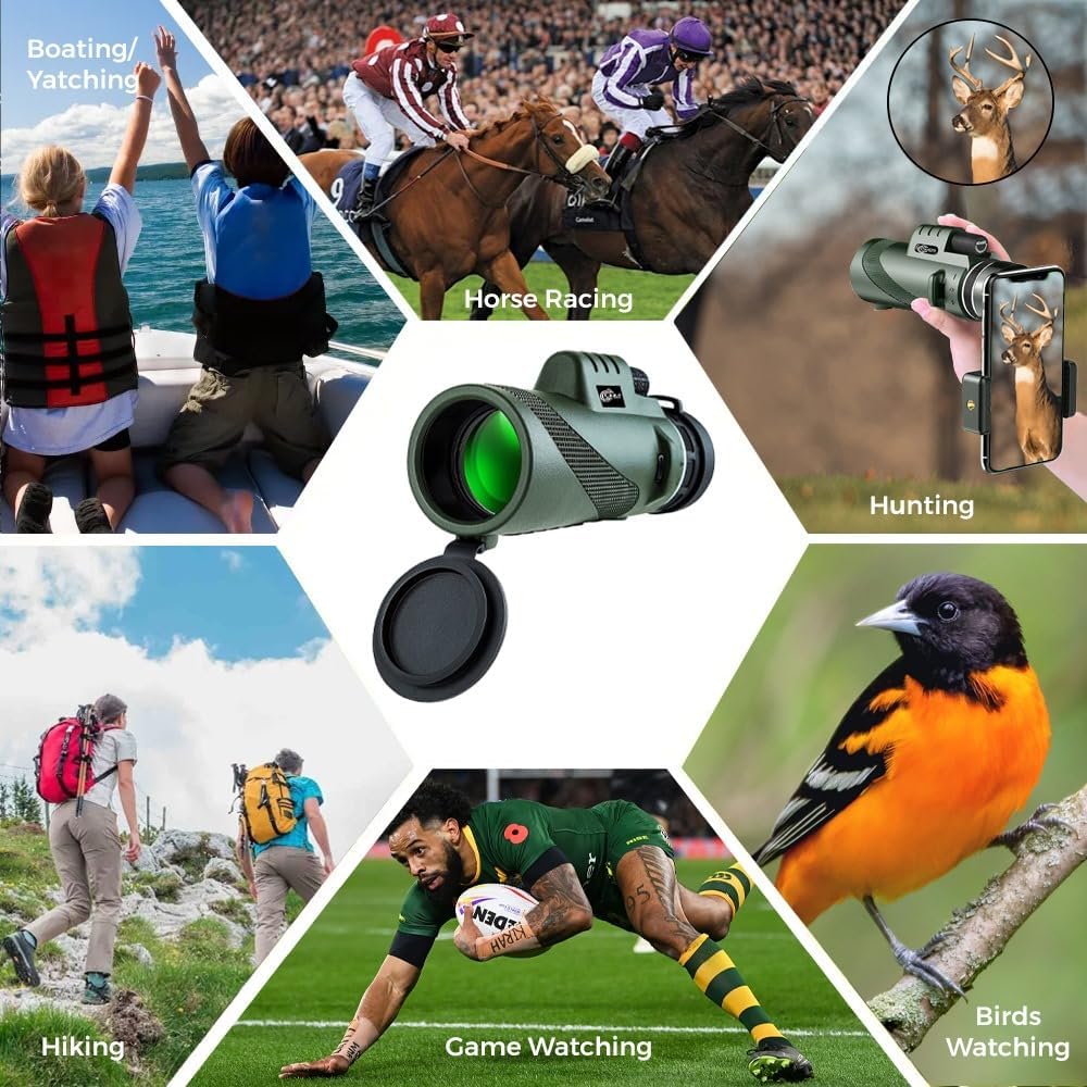 12x50 High Power Monocular Telescope with Smartphone Adapter Tripod Travel Bag, Larger Vision Waterproof Monoculars with BAK4 Prism & FMC Lens,for Bird Watching Hunting Hiking Camping - Image 7