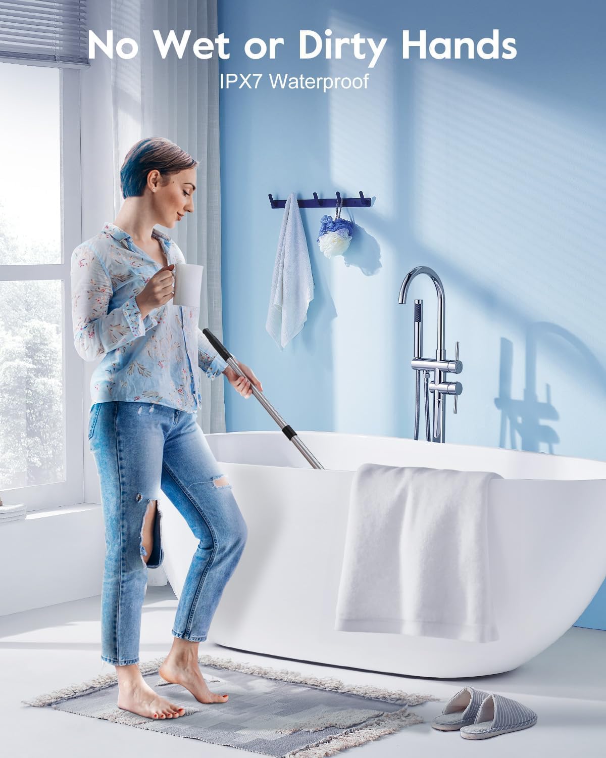 GiveBest Electric Spin Scrubber Brush - Cordless Shower Scrubber with Long Handle for Cleaning Bathroom, Bathtub Power Scrubber with 7 Replacement Head & Dual Speed for Floor, Tub, Tile, Kitchen, Car - Image 8