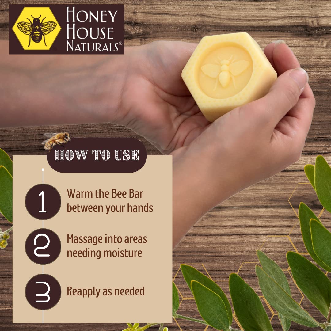 Honey House Naturals Bee Bar Gift Set – Small Bee Bar .6 ounces – All-Natural Ultra Moisturizing Lotion Bar Infused with Essential Oils and Butters – 5 Piece Set - Image 3