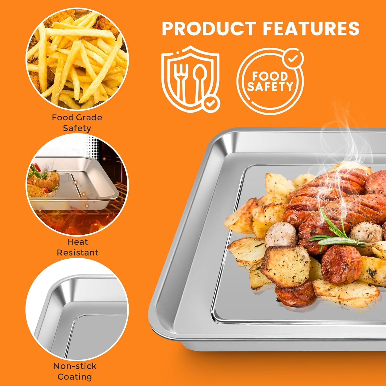 Air Fryer Baking Pan for Nuwave Bravo 12 in 1 21 Qt Air Fryer Toaster Oven, 11.2'' * 10.5'' Air Fryer Grill Pan Grill Plate Crisper Plate Rack Parts Accessories Tray, Steel - Image 6