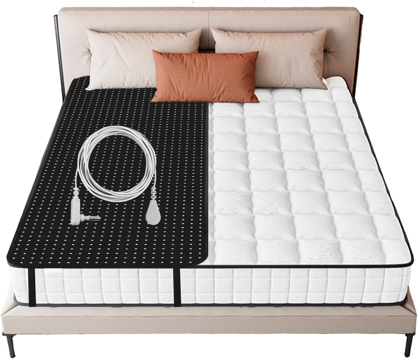 Grounding Mat for Bed, Queen Size, Brown, Faux Leather, Spot Clean Only, Grounding Therapy - Image 2