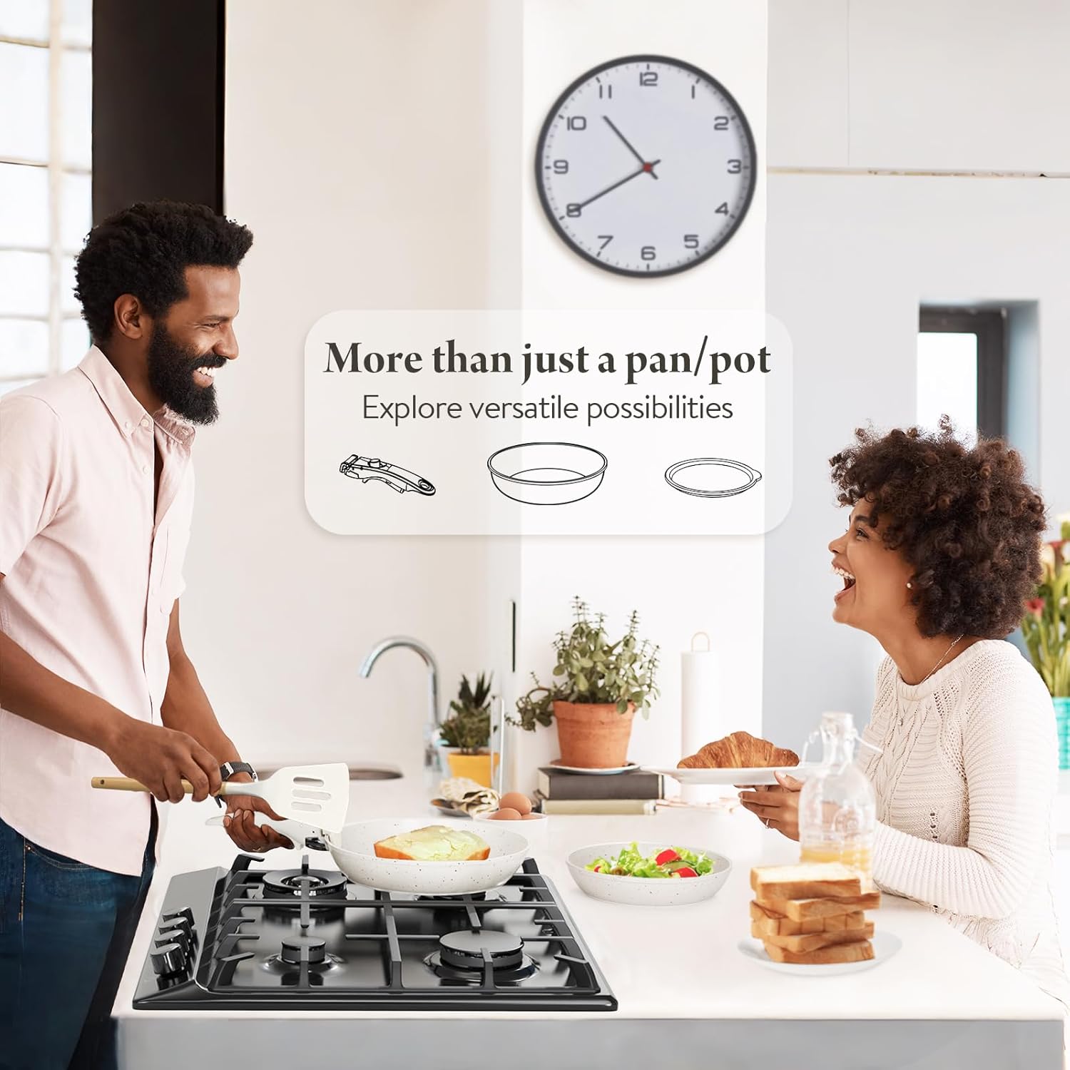 19 Pcs Pots and Pans Set Non Stick Ceramic Cookware Set with Removable Handles, Non Toxic Induction Kitchen Cookware Sets RV Cookware,Dishwasher/Oven Safe PFAS/PTFE/PFOA Free Cream White - Image 7