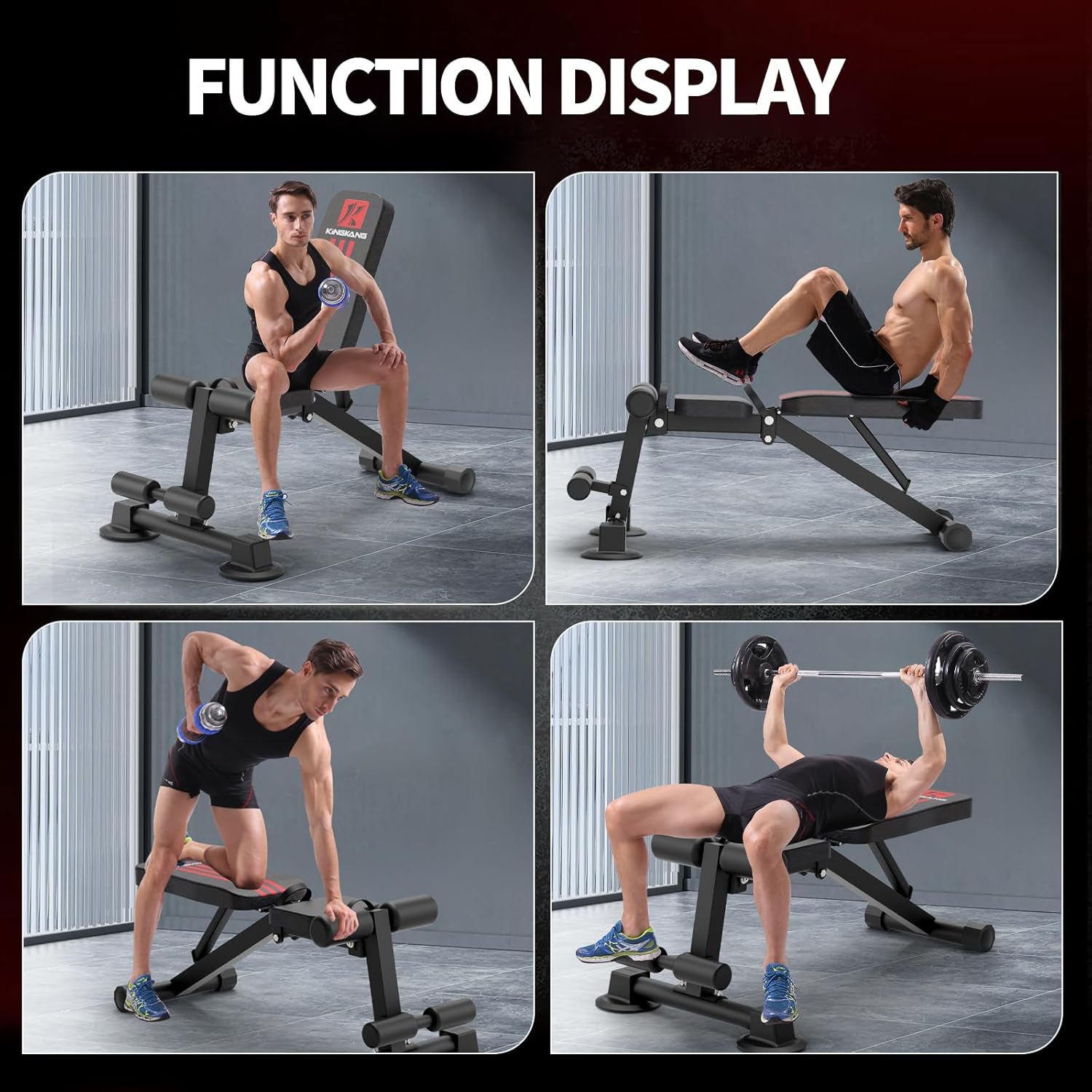 K Kingkang Adjustable Weight Bench Utility Workout Bench for Home Gym,Foldable Incline Decline Benches for Full Body Workout 660LB - Image 4