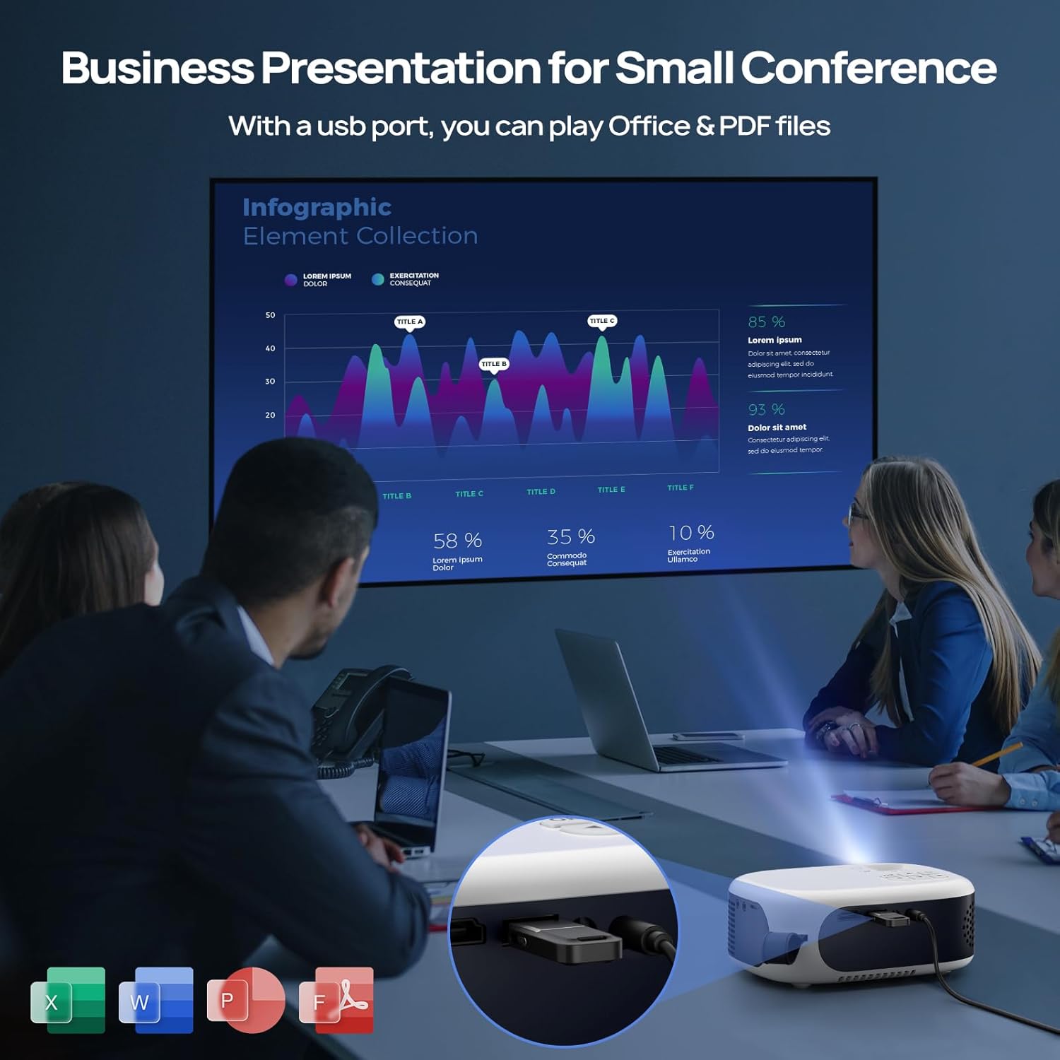 Mini Projector with WiFi and Bluetooth, Outdoor Projector Full HD 1080P, 4K Supported Portable Projector, No-delay 5G WIFI 6, Compatible with iPhone, Android, PC, Fire Stick, Xbox, PS5 (USB-C Cable) - Image 9