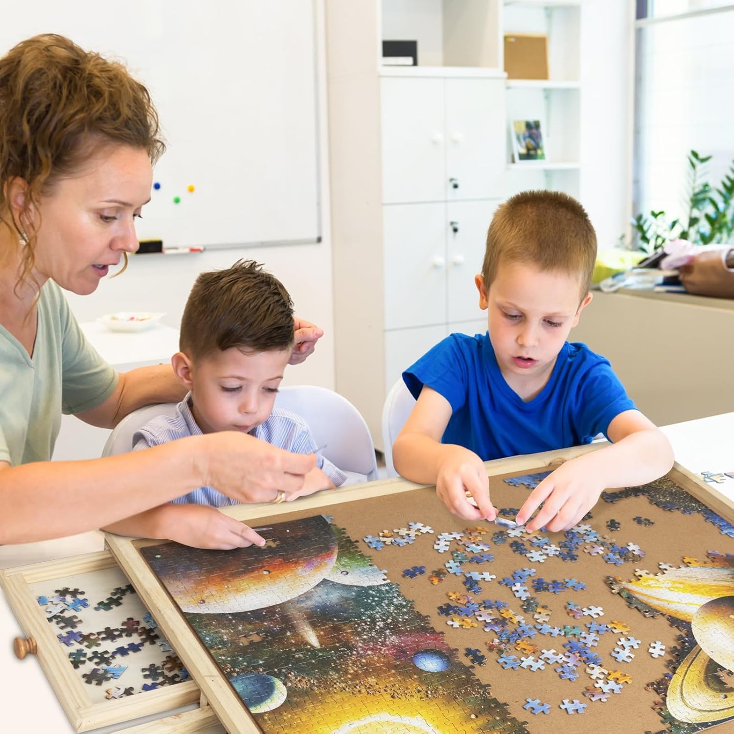 Nattork 1500 Piece Wooden Jigsaw Puzzle Board - 6 Drawers, Rotating Puzzle Table, Jigsaw Puzzle Table with Cover - Portable Puzzle Tables for Adults and Kids - Image 4