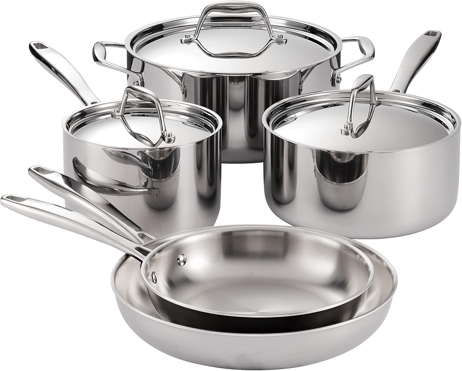 Tramontina Tri-Ply Clad Stainless Steel 8-Piece Cookware Set with Lids, Pots and Pans Kitchen Set, Induction-Ready, Dishwasher-Safe, NSF-Certified, Made in Brazil - Image 2