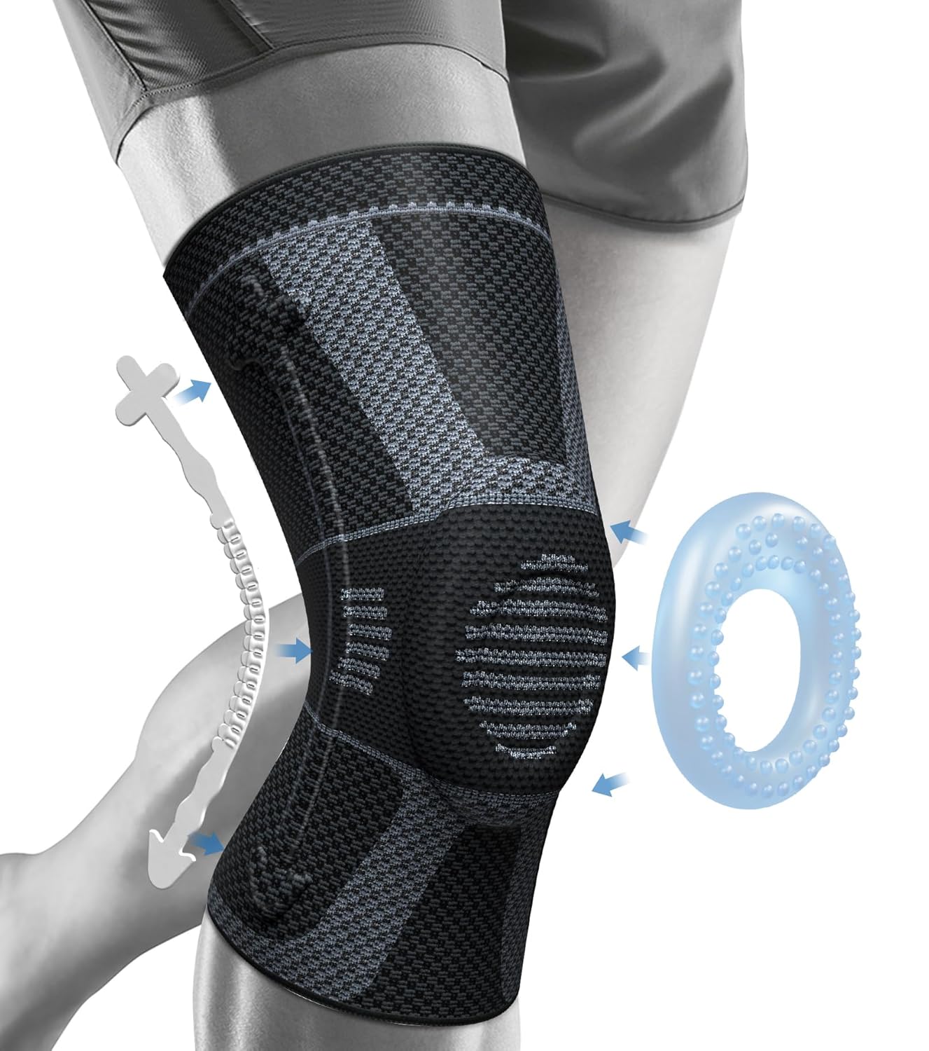 NEENCA Professional Knee Brace for Pain Relief, Medical Knee Compression Sleeve, Knee Support with Horizontal Knit Tech for Meniscus Tear, ACL, Arthritis, Joint Pain, Runner, Workout- FSA/HSA APPROVED - Image 2