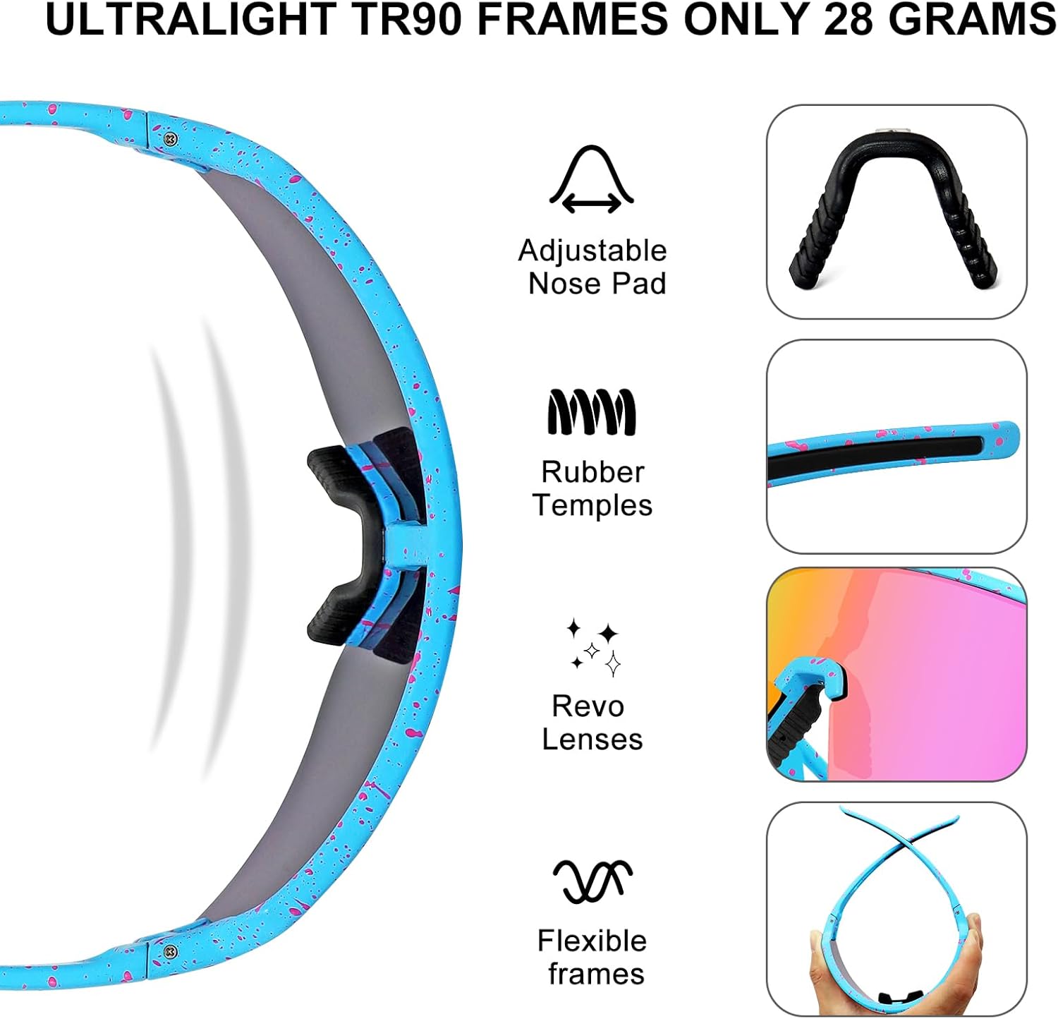 SPOSUNE Polarized Cycling Glasses for Men Women, UV400 Protection Sports Sunglasses for Baseball Running Fishing Riding - Image 5