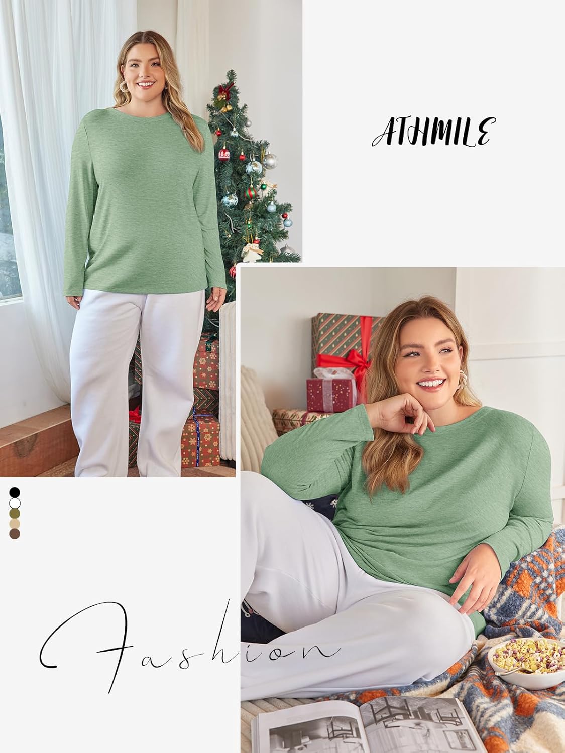 ATHMILE Womens Long Sleeve Shirts Basic Tee Fall Trendy Spring Top Business Casual Beach Vacation Workout 2025 Fashion - Image 5