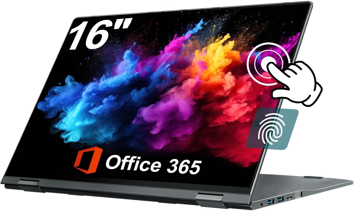 jumper 16 inch Convertible Laptop, 2 in 1 Laptop Computer with FHD 360 Degree Touchscreen, 12GB RAM 640GB Storage, Celeron N5095, Backlit Keyboard, Fingerprint Reader, 53.2WH - Image 2
