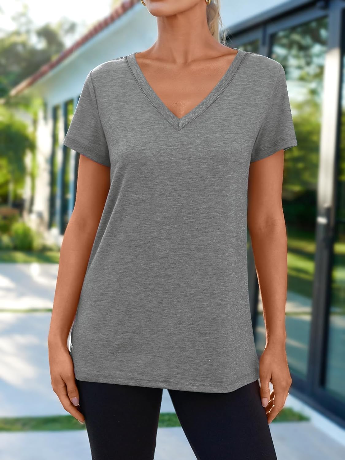 AUTOMET T Shirts Short Sleeve V Neck Tees Tops for Women Fashion Trendy Lightweight Soft Casual Summer Outfits Clothes 2025 - Image 3
