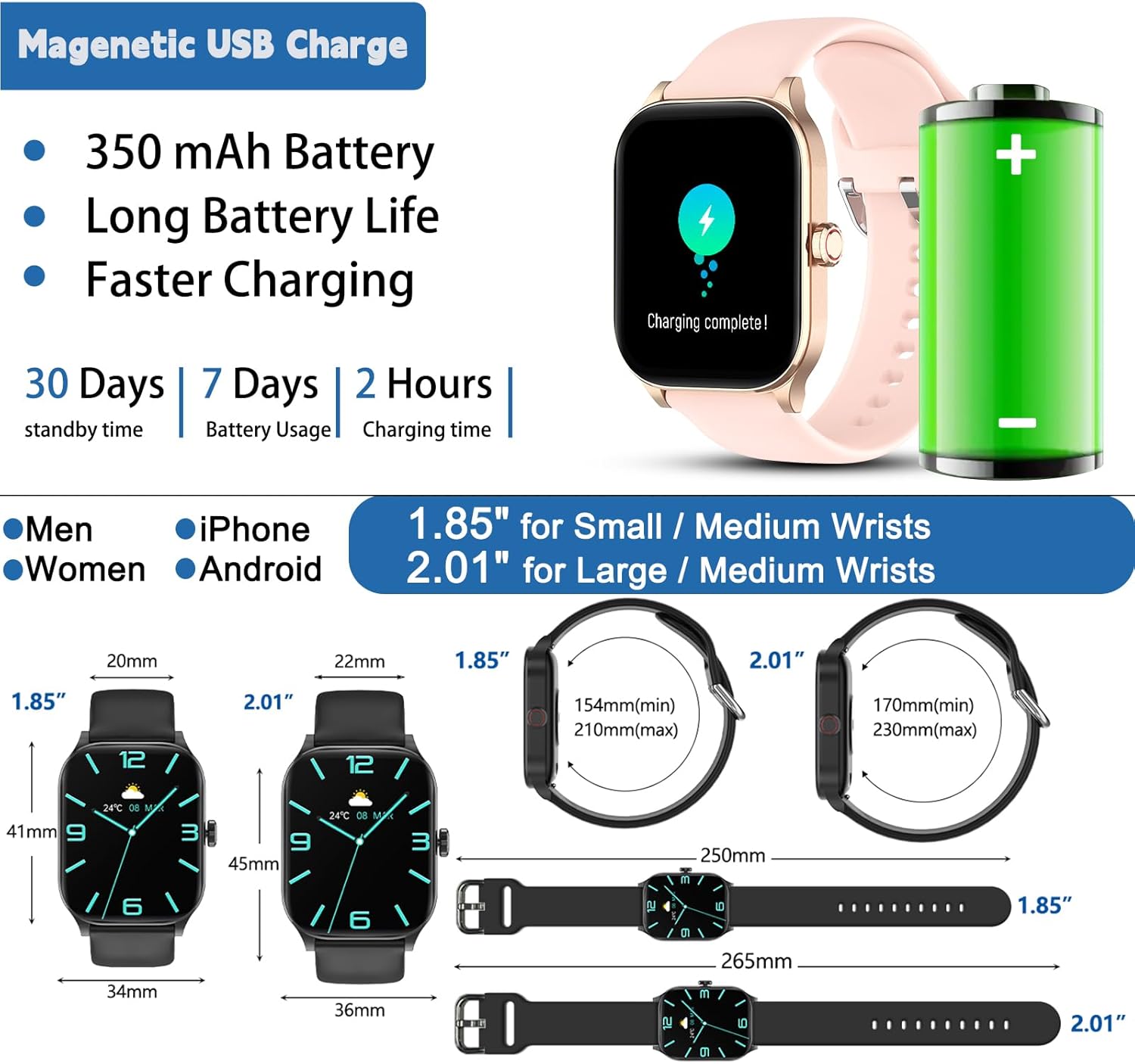 Smart Watch for Women(Answer/Make Call), 1.85" HD Smartwatch, Fitness Tracker with 100+ Sport Modes, IP68 Waterproof, Heart Rate/Sleep/Spo2 Monitor, Activity Tracker for Android and iPhone - Image 8