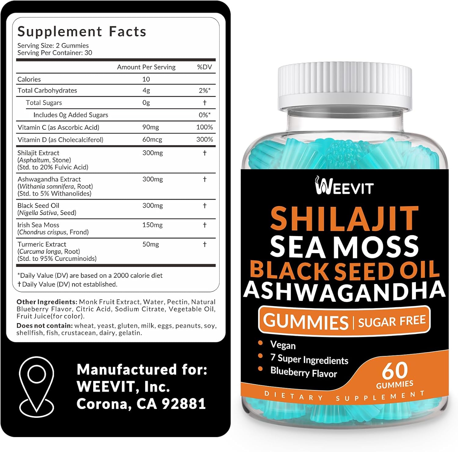 Shilajit Sea Moss Ashwagandha Gummies with Black Seed Oil, Vitamin C D for Men & Women, Shilajit and Ashwagandha Gummy, All in 1 Supplements for Immune, Absorption & Energy Support - Image 8