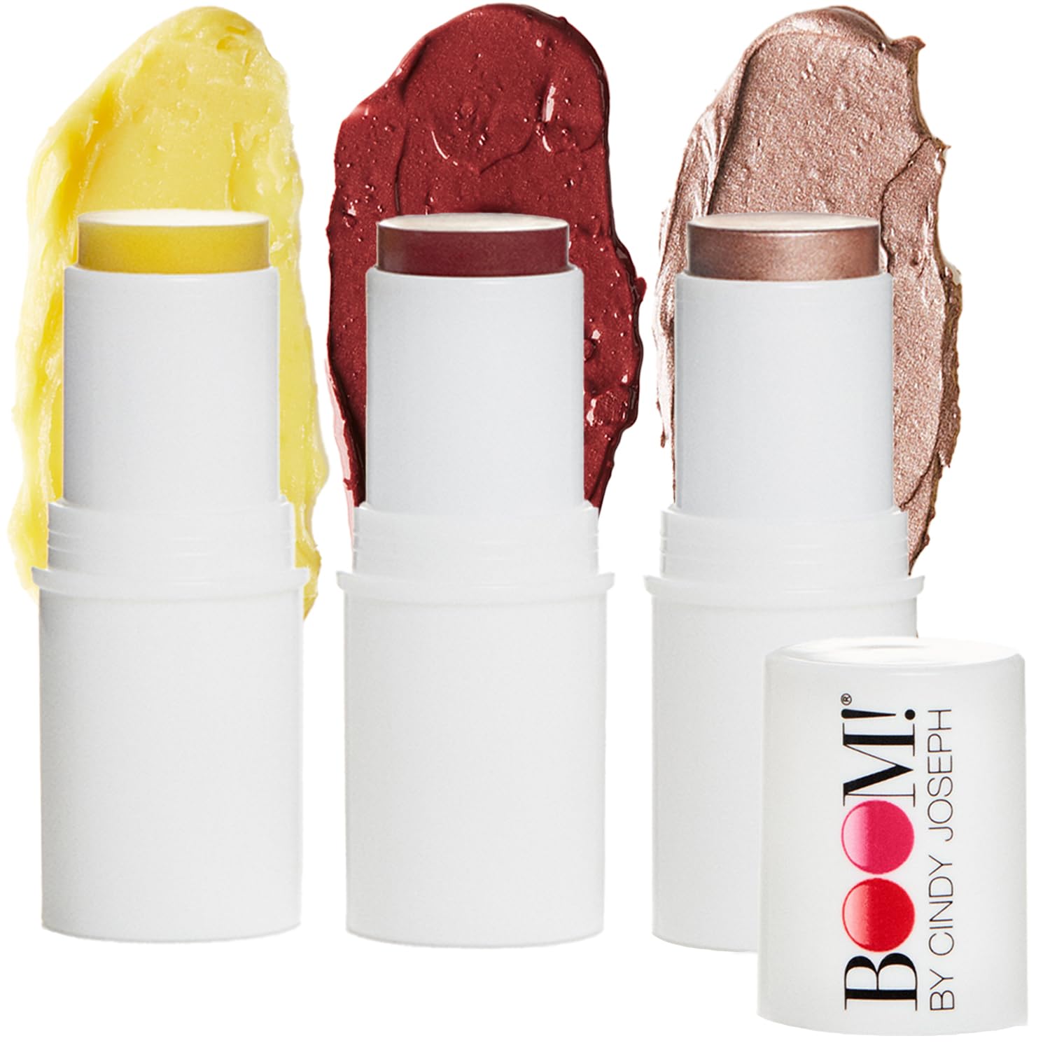 BOOM! by Cindy Joseph Boomstick Trio - 3 Pack Boom Makeup Sticks - Blush Stick in Berry, Highlighter Stick & Moisturizer Stick - Multi-Use Vegan Makeup Sticks for Older Women & Mature Skin - Image 2