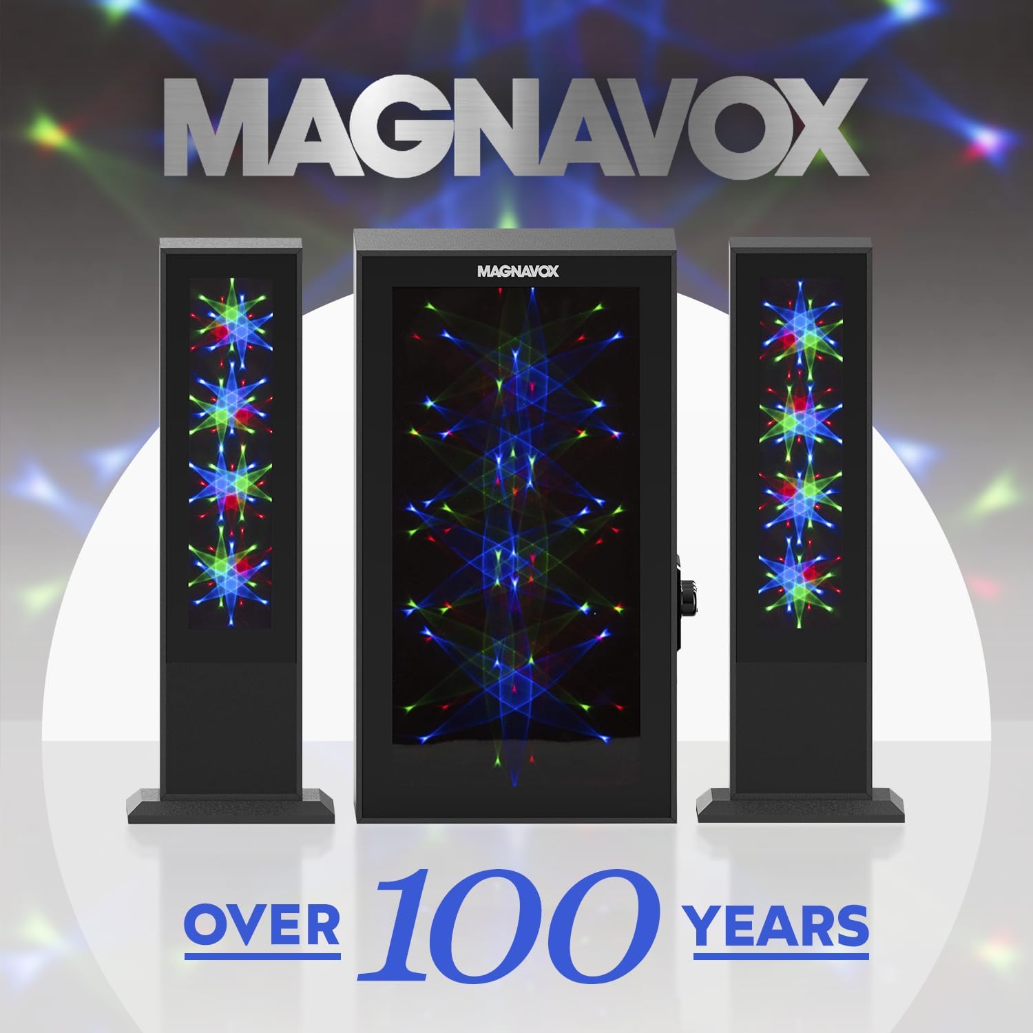 Magnavox MHT990 2.1 Home Entertainment System with Bluetooth Wireless Technology and Color Changing Lights in Black | AUX Port | Subwoofer with 2 Speakers | Pulsing Lights | - Image 8