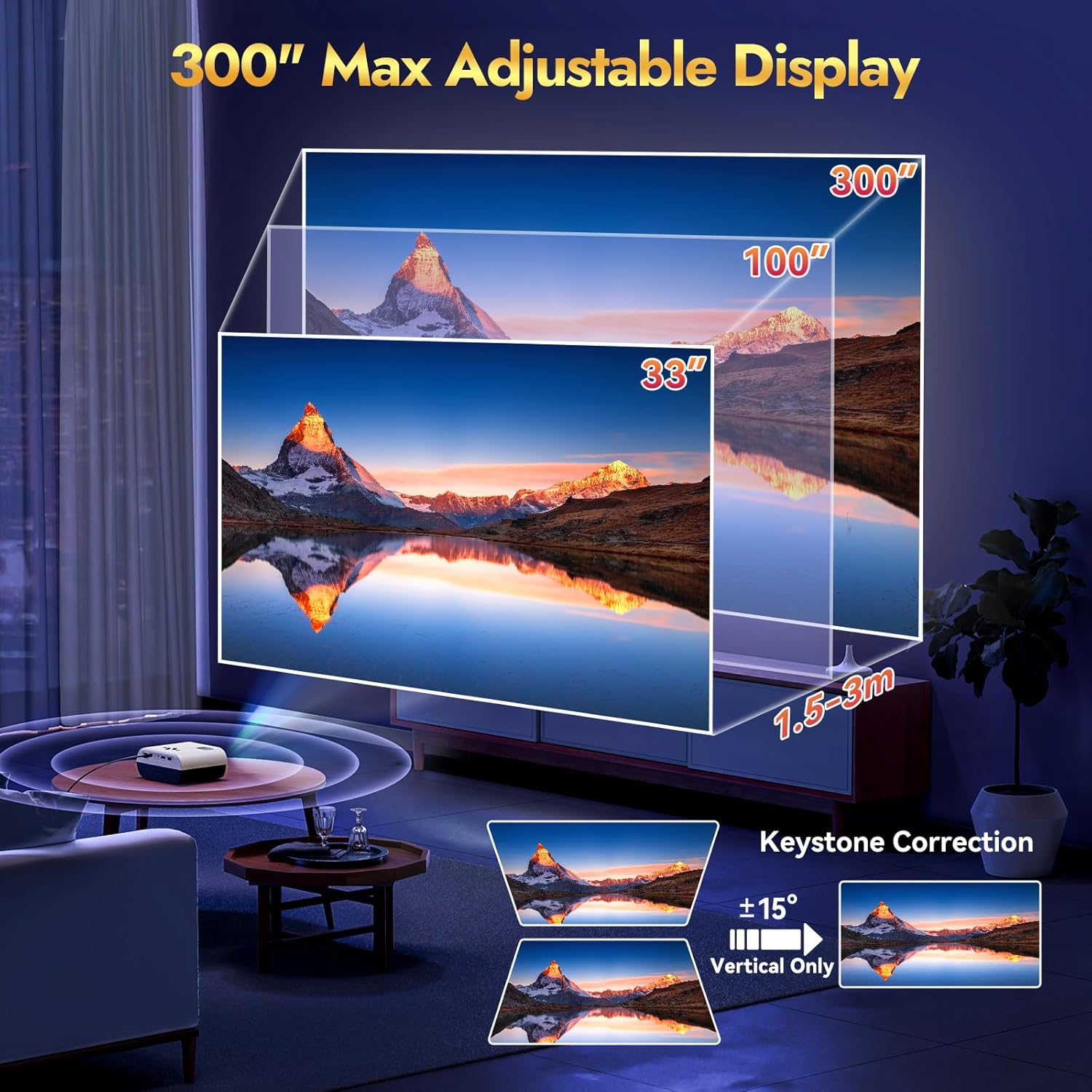 Upgraded 5G Wifi Bluetooth Projector, Native 1080P Video Projector, Portable Outdoor Projector with Screen, Home Theater Mini Projector Compatible with HDMI/USB - Image 9