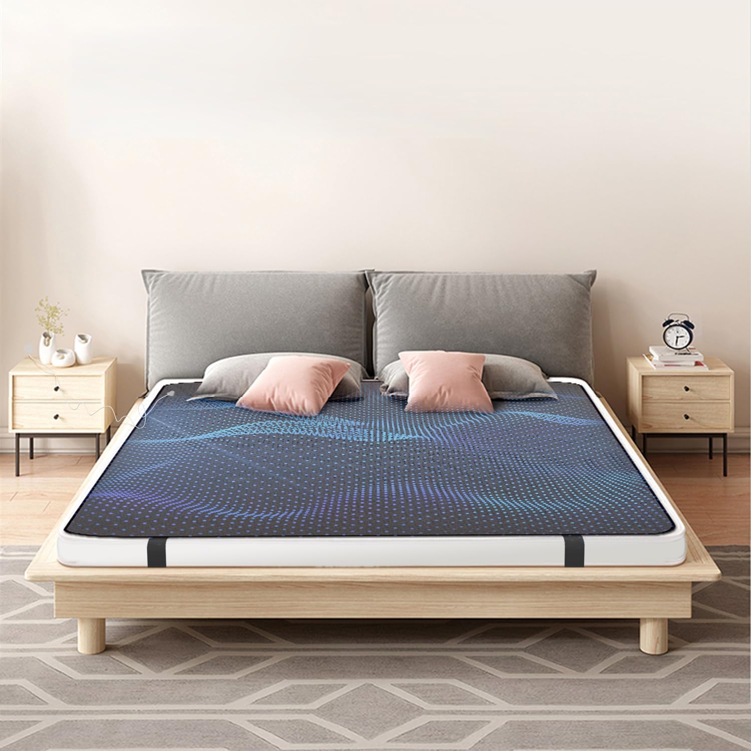 Grounding Mat, Grounding Sleep Mat Grounding Mat for Bed, 100% Conductive Carbon Leatherette Therapy mat with Cord, Grounding Sleep Mat for Earth Relieve Pain (54-71 inch) - Image 2