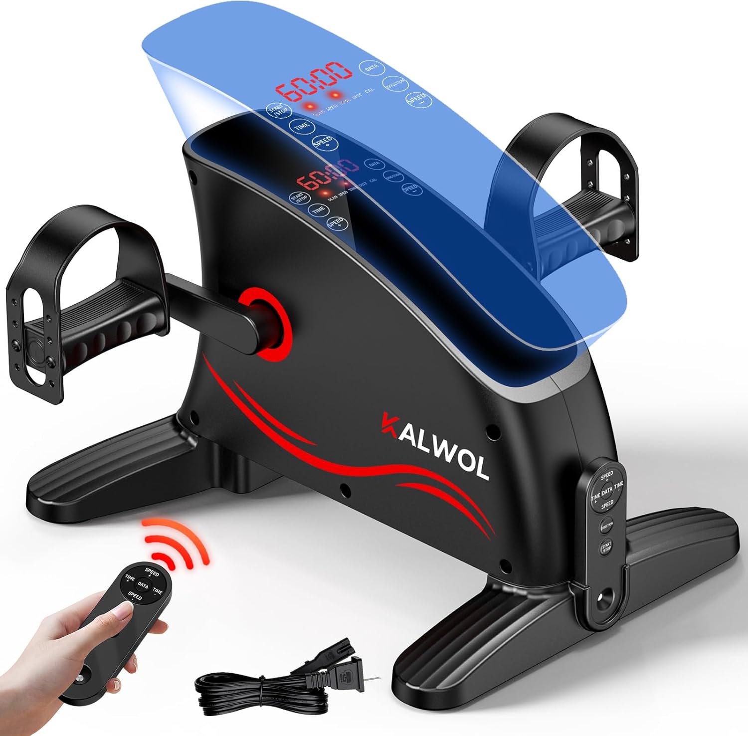 Under Desk Bike Pedal Exerciser , Leg/Arm Exerciser while Sitting for Seniors, Electric Mini Bike for Fitness & Physical Therapy with 15 Adjustabl Speed, Desk Pedal Bike for Home/Office Workout, LED Display, Remote Control - Image 2