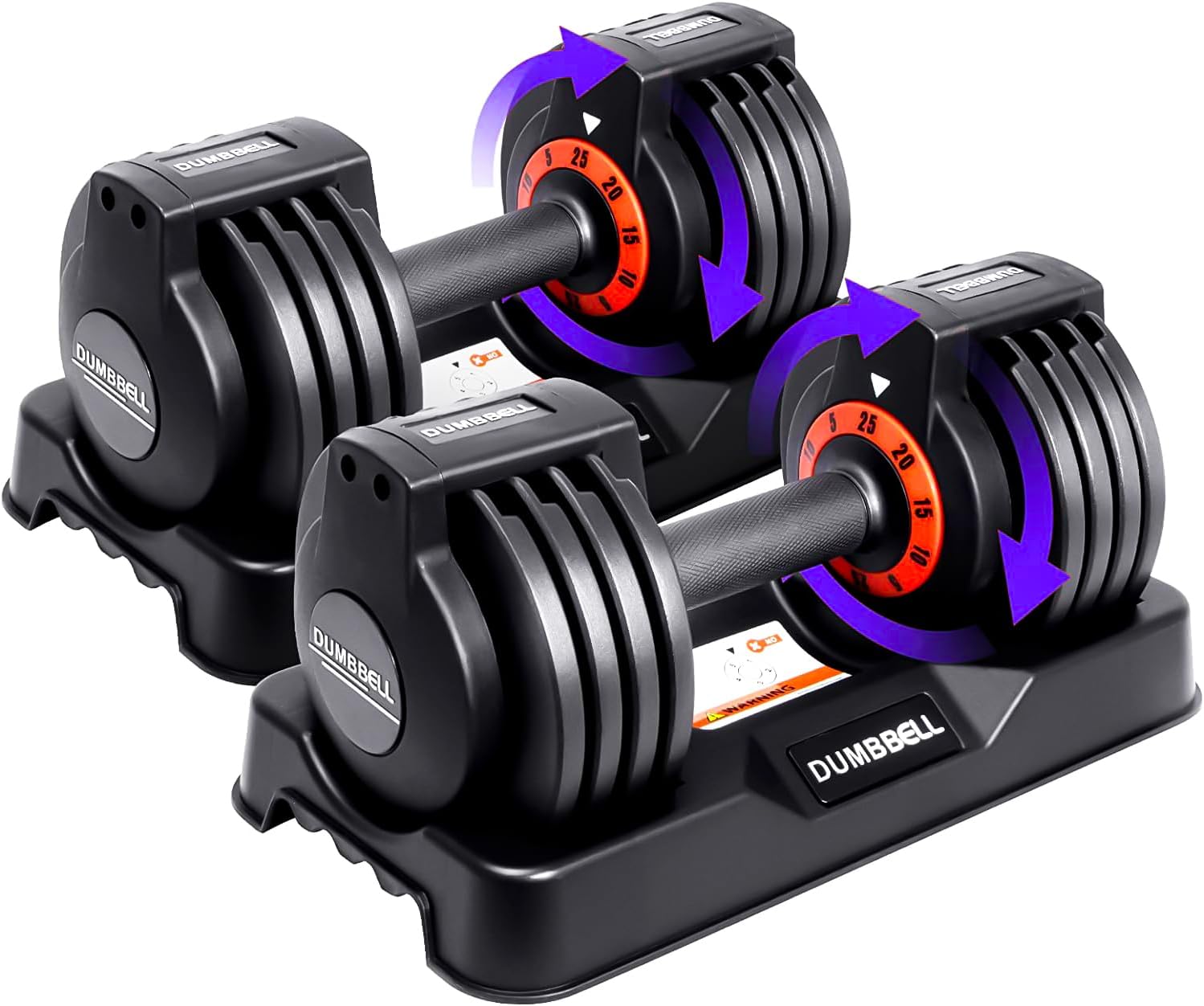 25/55 lbs (Pair) Adjustable Dumbbell Set, Dumbbell Adjustable Weight with Non-slip Quick Adjust Swivel Handle, Dumbbell Home Gym Fitness Equipment for Men and Women - Image 2
