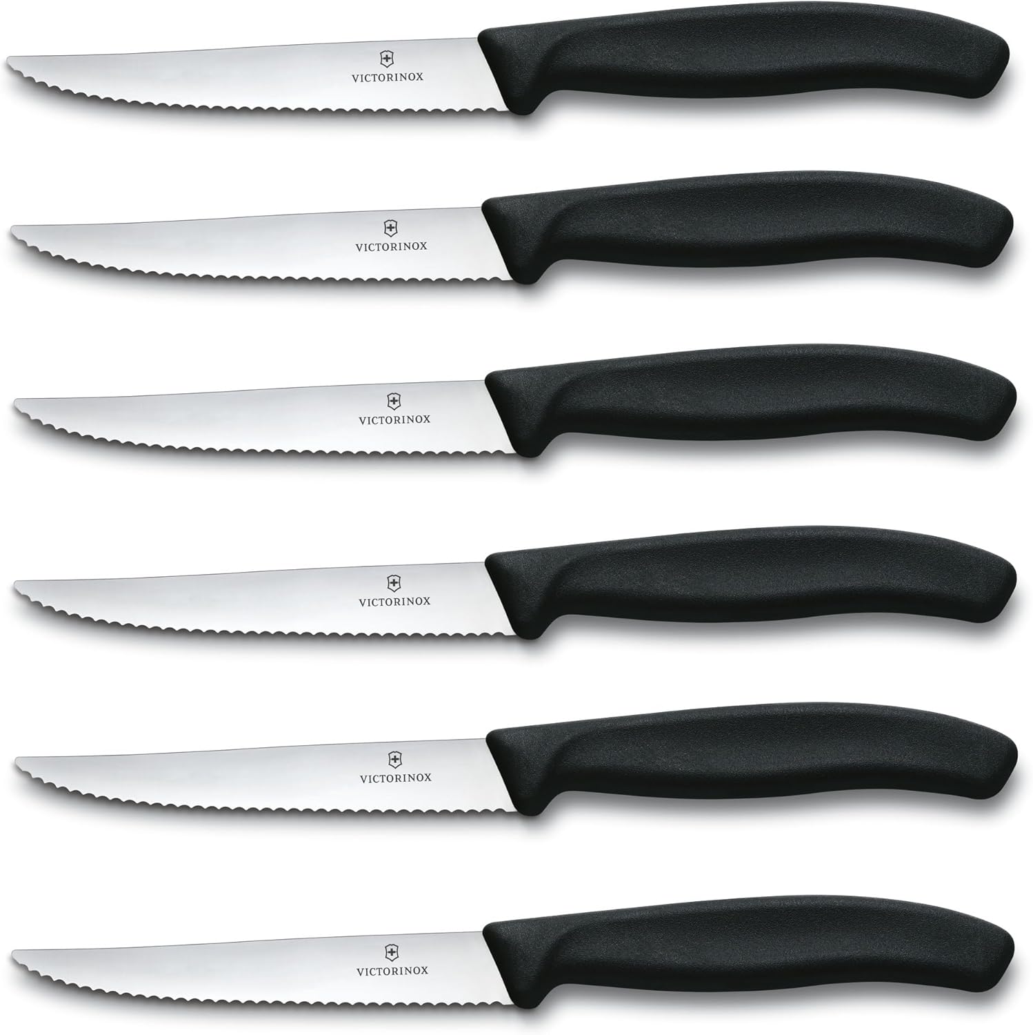 Victorinox 6.7233.6 Swiss Classic Steak Knife Set Ideal for Slicing a Wide Variety of Steak Cuts Serrated Blade in Black, Set of 6 - Image 2