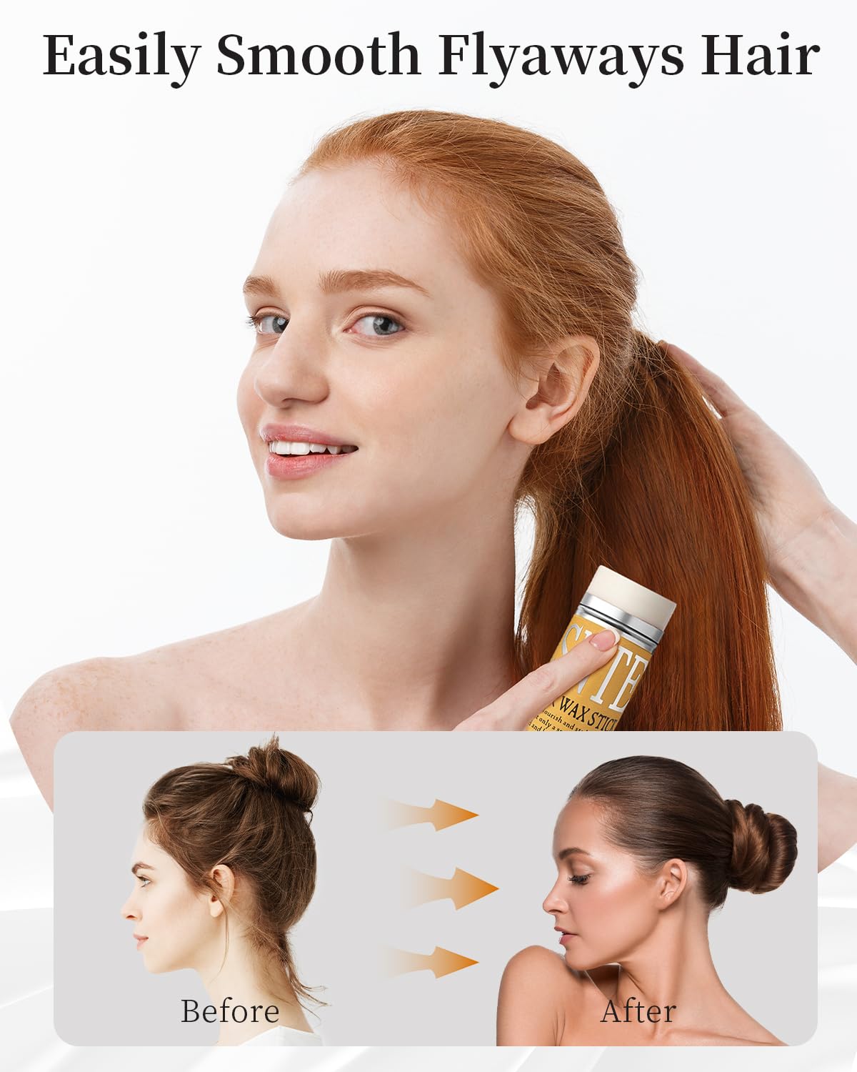 Slick Back Hair Brush & Hair Wax Stick Set, Soft Boar Bristle Hair Brush for Thin to Medium Hair, Wax Stick for Taming Unruly Strands, Sleek Ponytail - Image 8