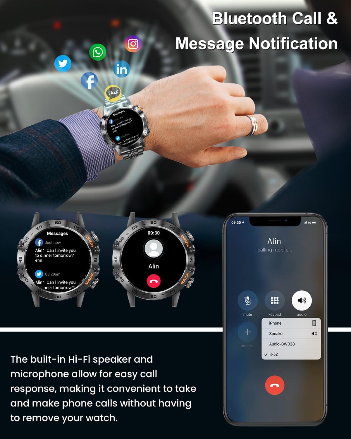 Military Smart Watches for Men(Answer/Make Call), Tactical Smartwatch for Android iOS, 400mAh Battery/Sports Modes - Image 3