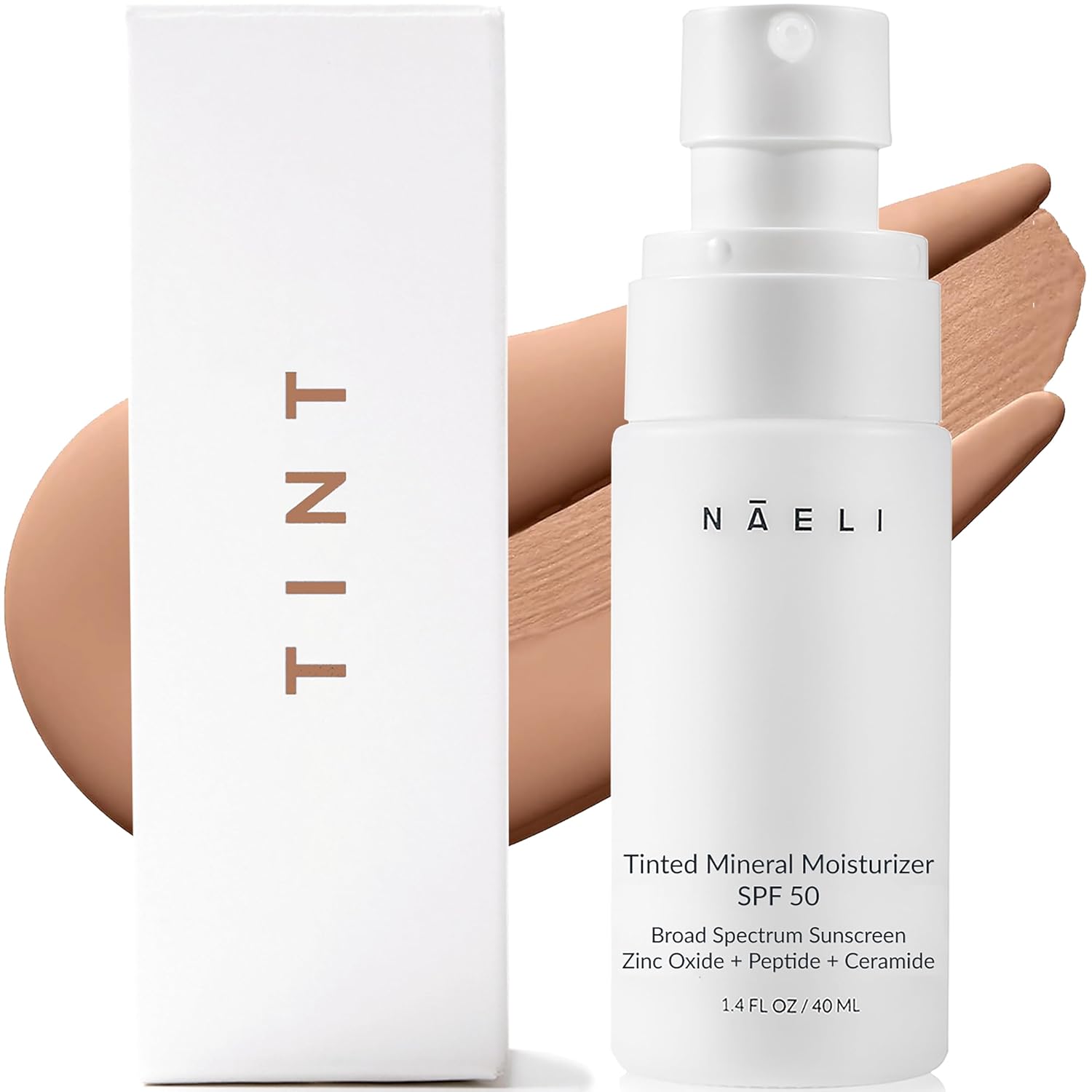NAELI Anti Aging Tinted Moisturizer SPF 50, Mineral Sunscreen for Face with Zinc Oxide, Peptides & Ceramides, Natural Hydrating Universal Tint - 1.4 oz - Image 2