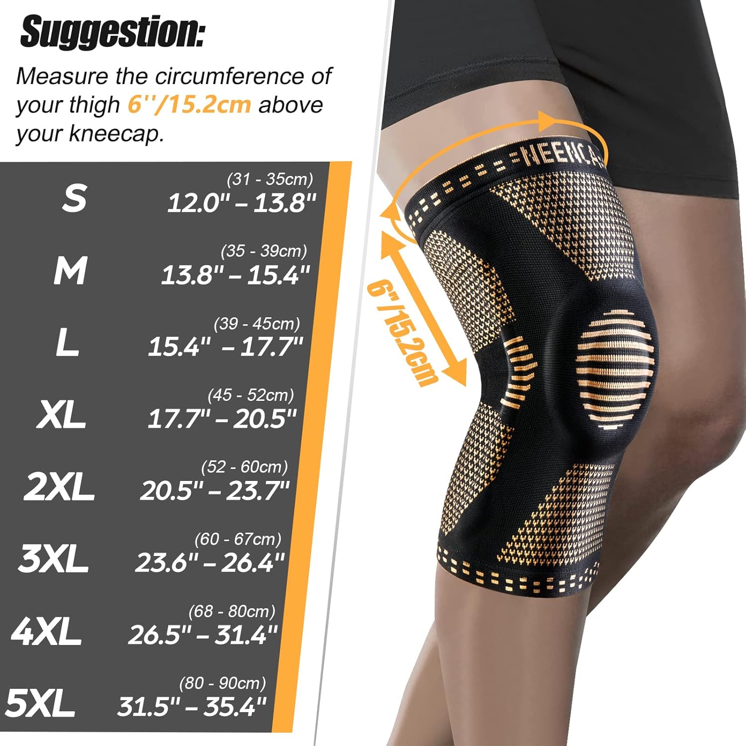 NEENCA Copper Knee Brace for Knee Pain, Knee Support with Patella Pad & Side Stabilizers, Compression Knee Sleeve for Sport, Workout, Arthritis, ACL, Joint Pain Relief, Meniscus Tear- FSA/HSA Eligible - Image 6