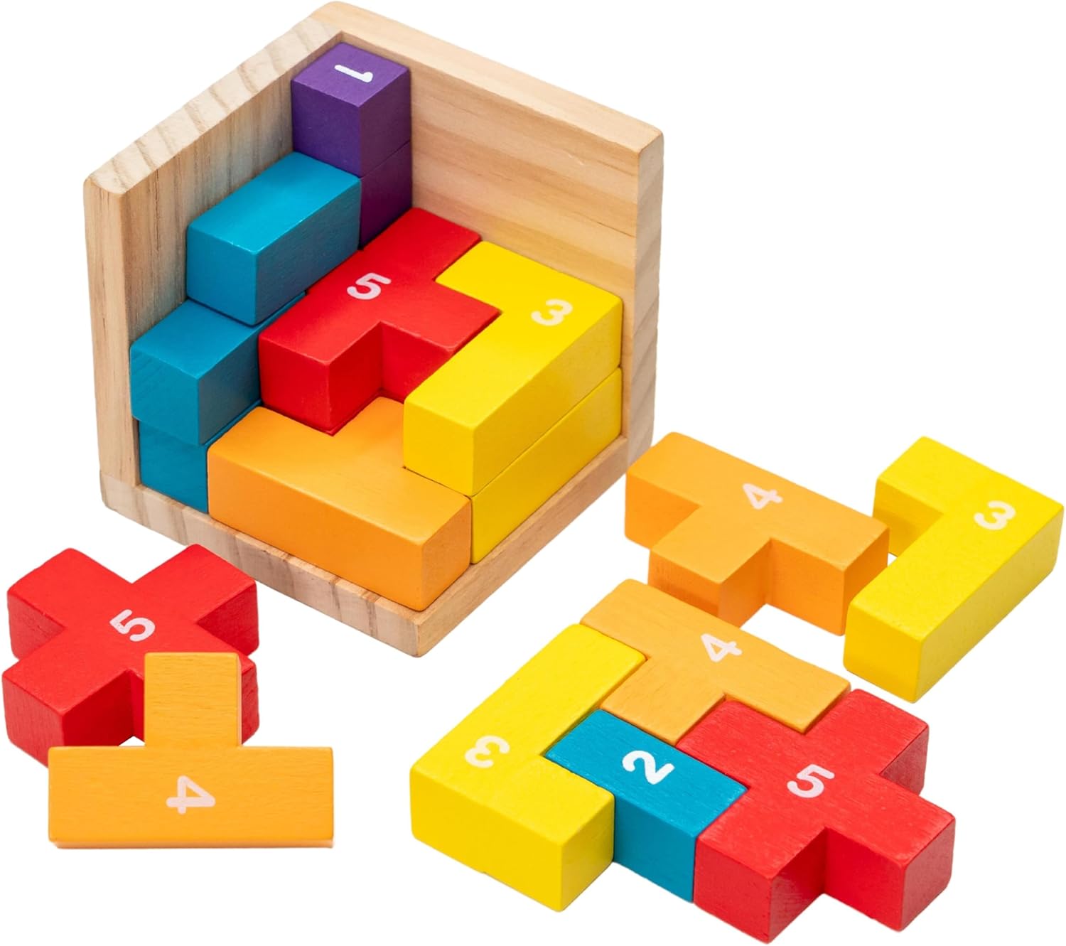 3D Wooden Brain Teaser Puzzles for Kids - 20 and 40 pcs, L and T Shape Wooden Puzzle Cube, Desk Puzzle for Office Adult, 3D Block Puzzle Cubes, Wood Block Puzzle - Image 2