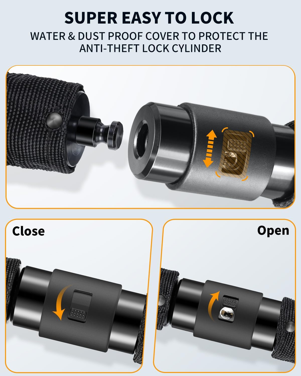 Sportneer Bike Lock: 8mm Thick High Security Anti Theft Bike Chain Lock with 2 Keys- 3.2/4ft Long Heavy Duty Anti-Cut Bicycle Lock for Bike, Motorcycle, Bicycle, Door, Gate, Fence, Grill - Image 8