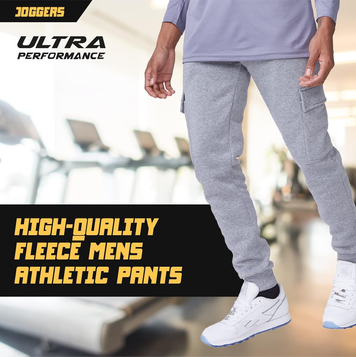Ultra Performance 3 Pack Mens Sweatpants, Fleece Cargo Joggers for Men with Pockets - Image 4