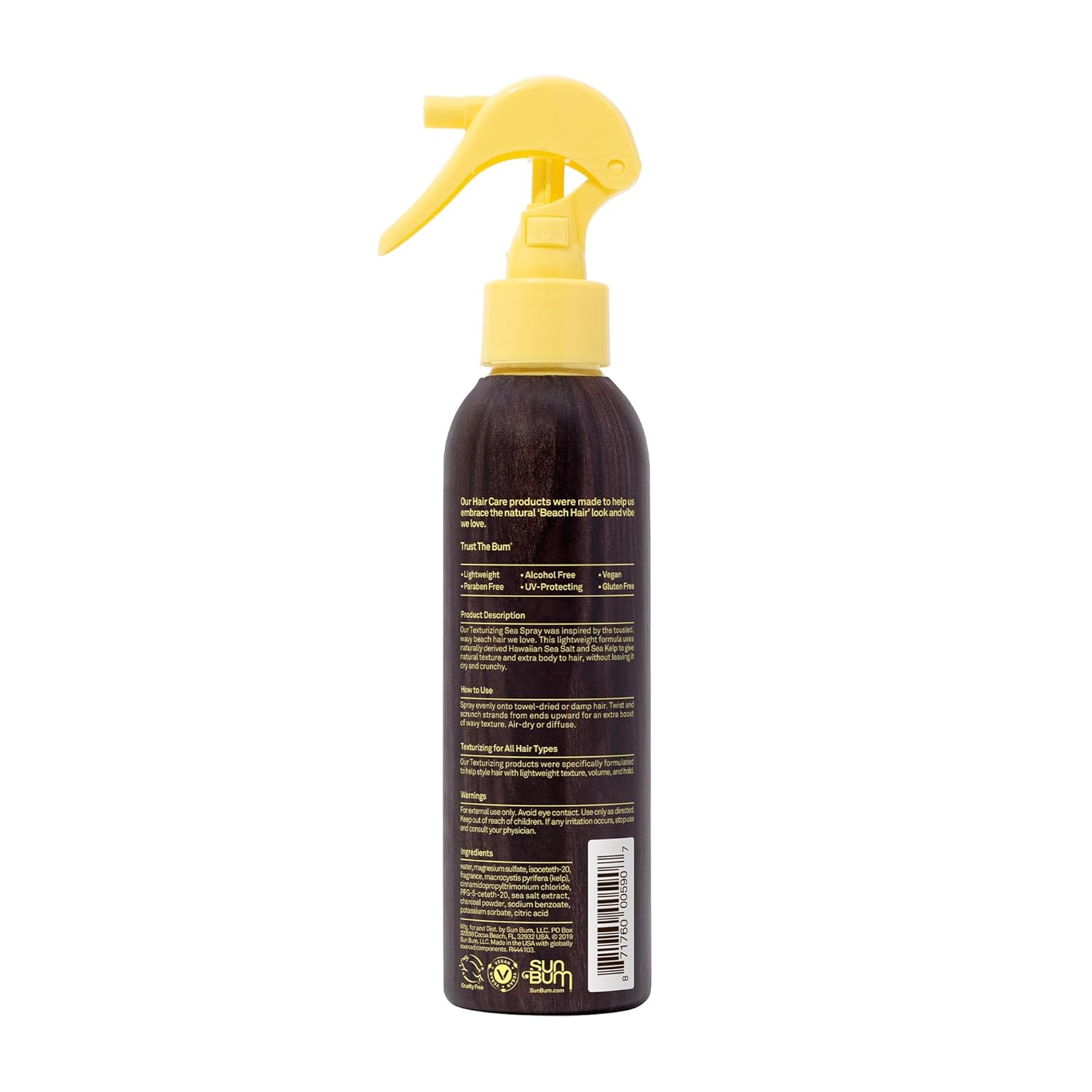 Sun Bum Sea Spray|Texturizing and Volumizing Sea Salt Spray | UV Protection With a Matte Finish | Medium Hold | For All Hair Types | 6 FL OZ Spray Bottle, Clear (80-41025) - Image 3