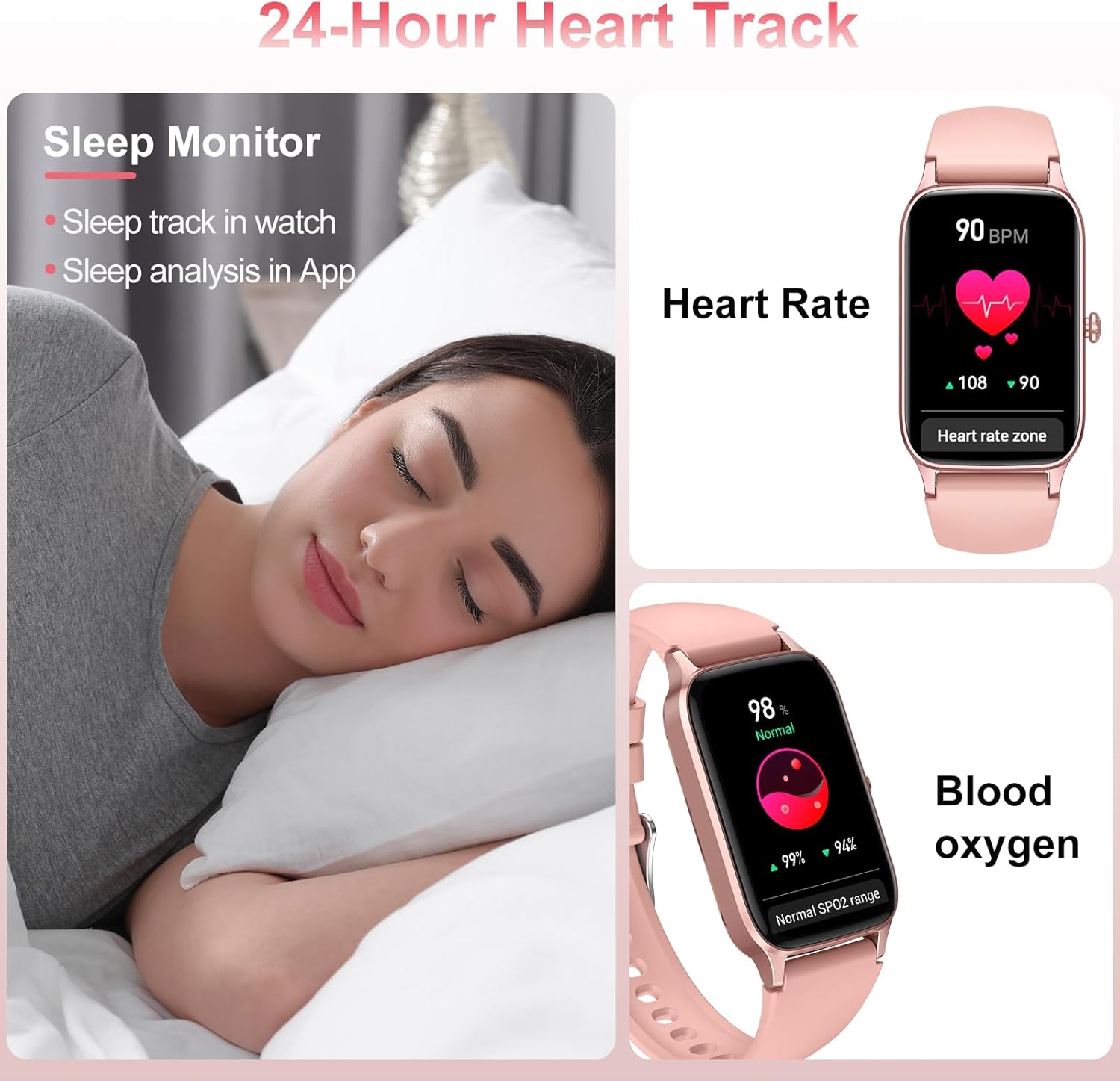 Smart Watch for Men Women, 1.57" Smartwatch (Answer/Make Call) , Fitness Tracker with 110+ Sport Modes, Heart Rate/Sleep Monitor, IP68 Waterproof, Bluetooth Calls, Smartwatches for Android iOS Pink - Image 7