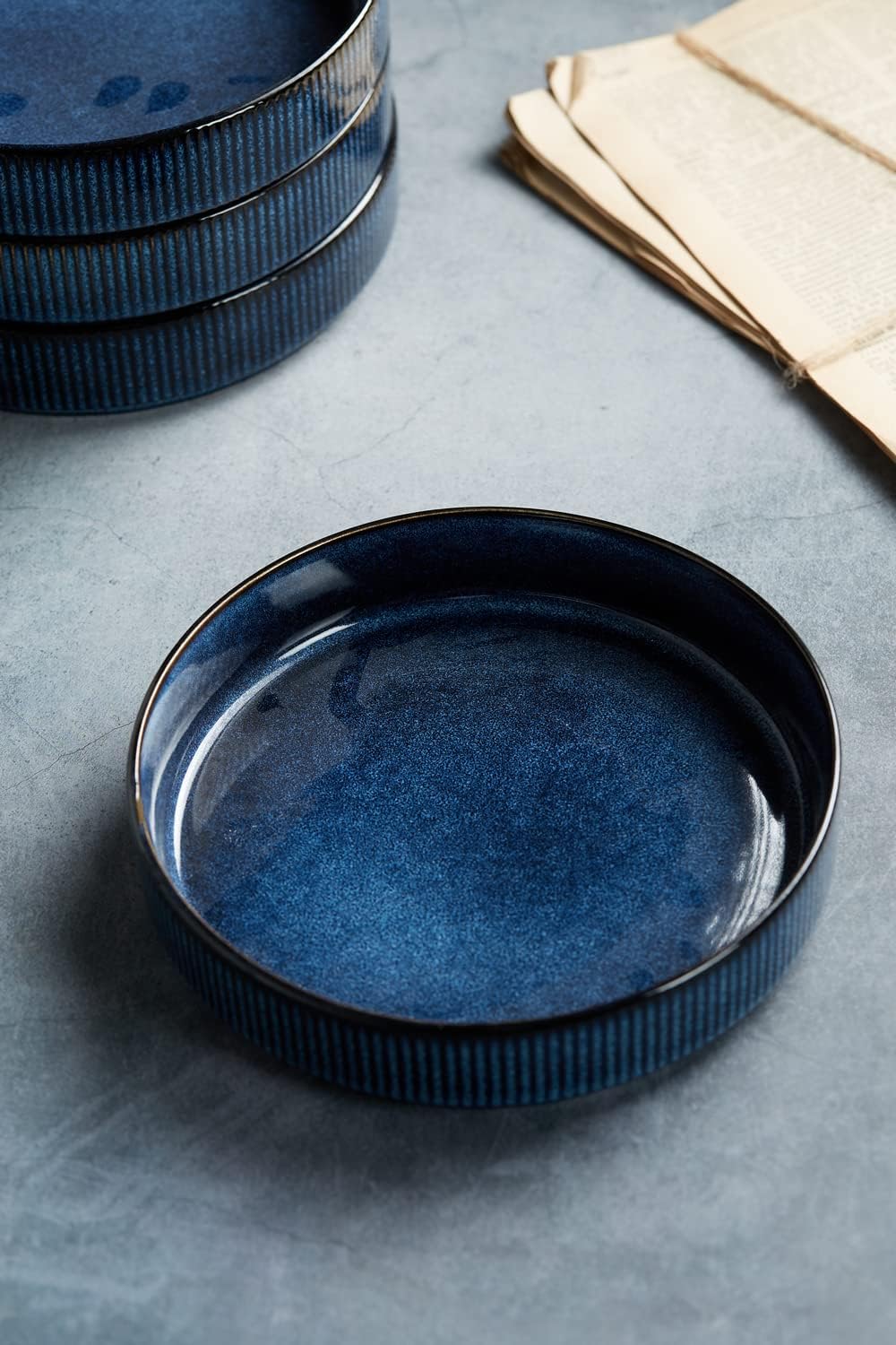 famiware Star 7.5" Pasta Bowls Set, Salad Bowl Set of 4, Double Reactive Glaze, Stackable, Ideal for Your Friend for Housewarming, Festivals, Nebulas Blue - Image 6