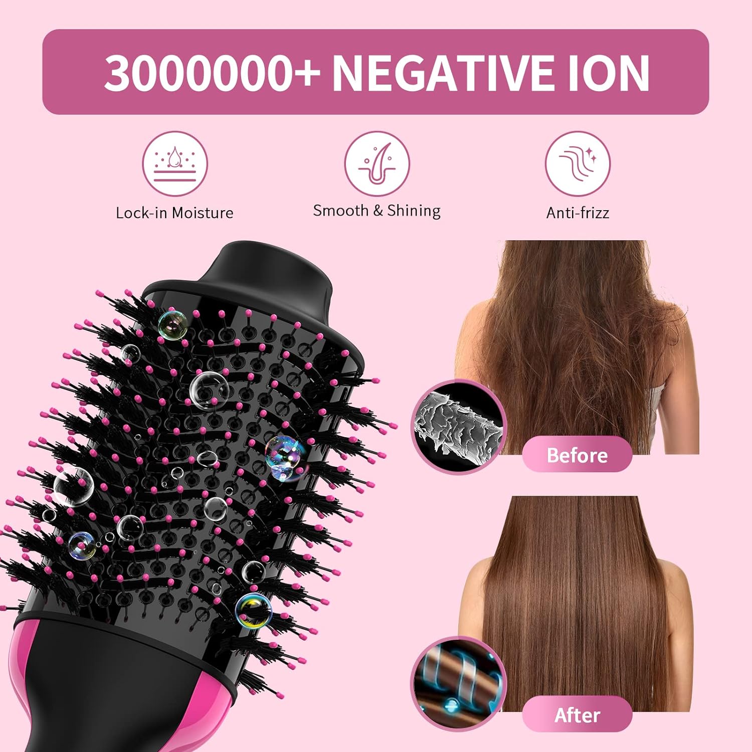 Hair Dryer Brush Blow Dryer in One Upgraded 4 in 1 Hair Dryer and Styler Volumizer with Negative Ion Anti-frizz Ceramic Titanium Barrel Hot Air Brush Hair Straightener Brush - Image 5