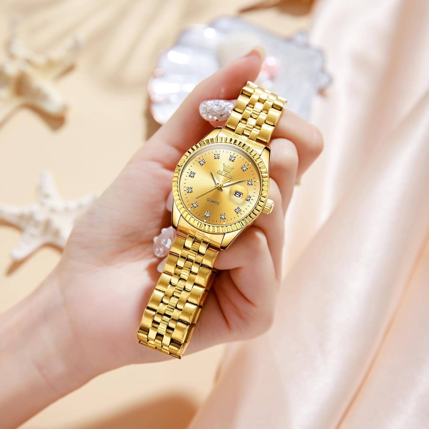 OLEVS Women's Stainless Steel Watch, Small Face Vintage Gold Silver Two Tone Analog Womens Quartz Watch, Casual Waterproof Luminous Calendar Date Ladies Watches - Image 9